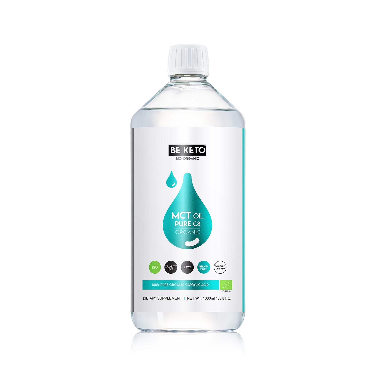 BeKeto Organic MCT Oil Liquid C8 1000 ml