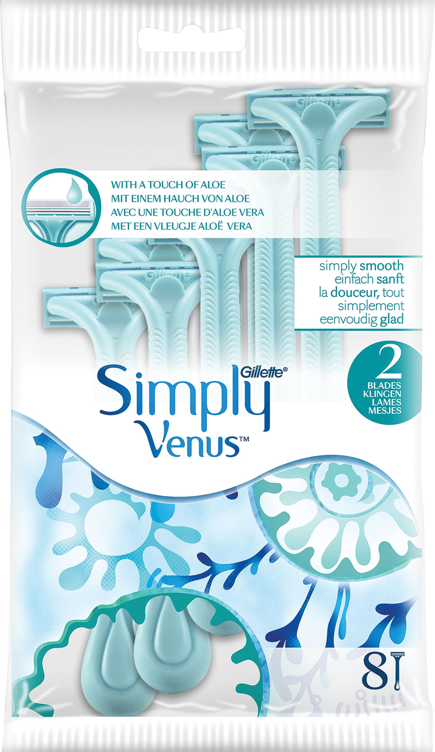 Gillette Venus Simply 2 Engångsrakhyvlar Kvinnor 8 st