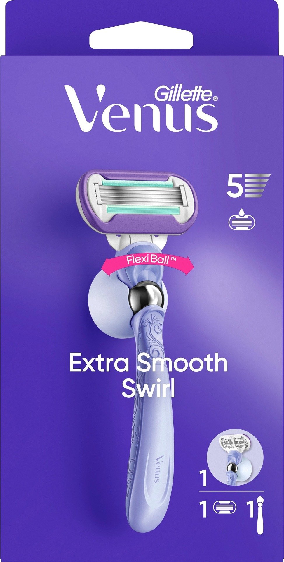 Gillette Venus Extra Smooth Swirl Rakhyvel & 1 Rakblad Inklusive Duschhållare