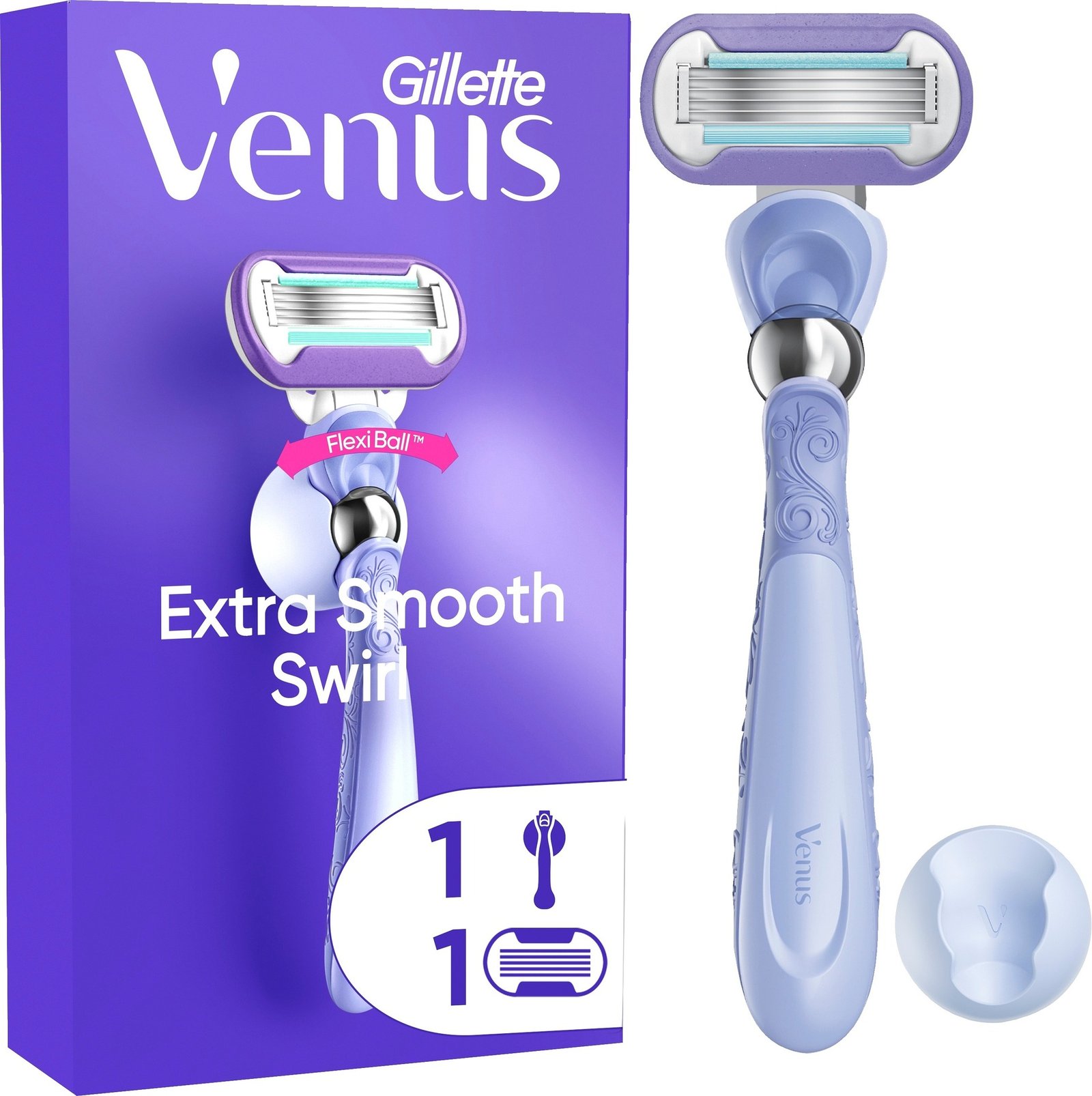 Gillette Venus Extra Smooth Swirl Rakhyvel & 1 Rakblad Inklusive Duschhållare