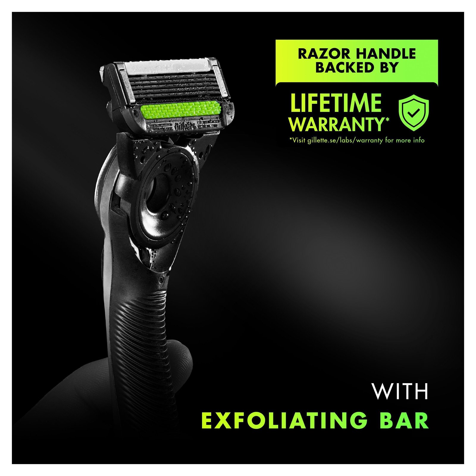 Gillette Labs Rakhyvel med exfolierande platta, magnetiskt ställ & resefodral 5 st rakblad