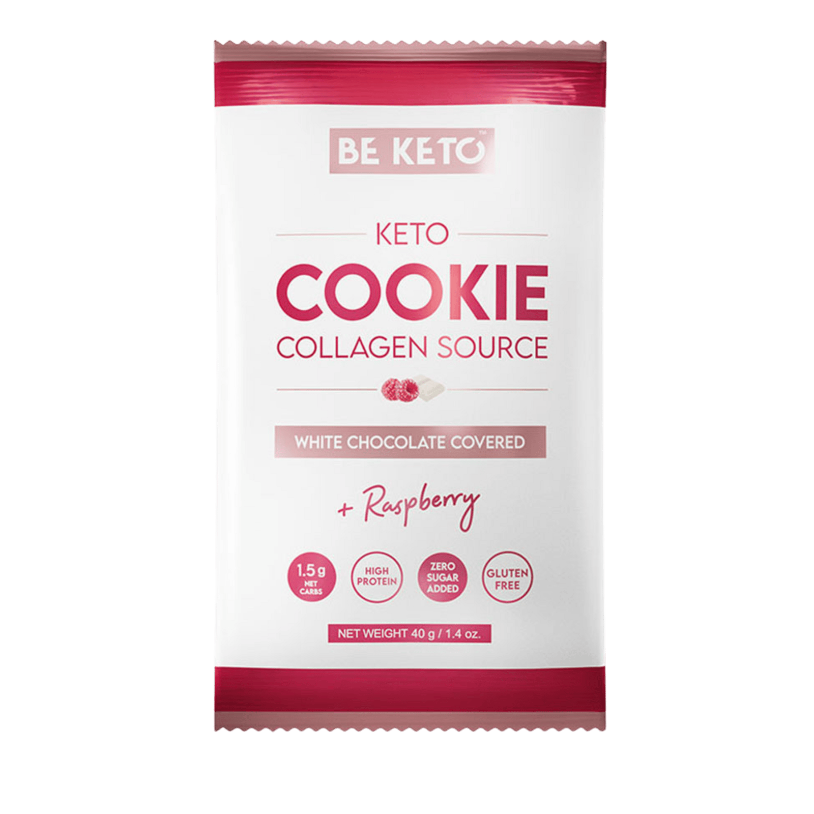BeKeto Cookie White Chocolate & Raspberry 40 g