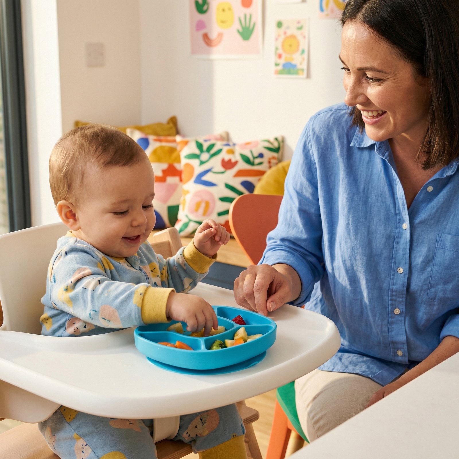 Playgro Stick & Snack Silicone Suction Plate Blue 6 mån+