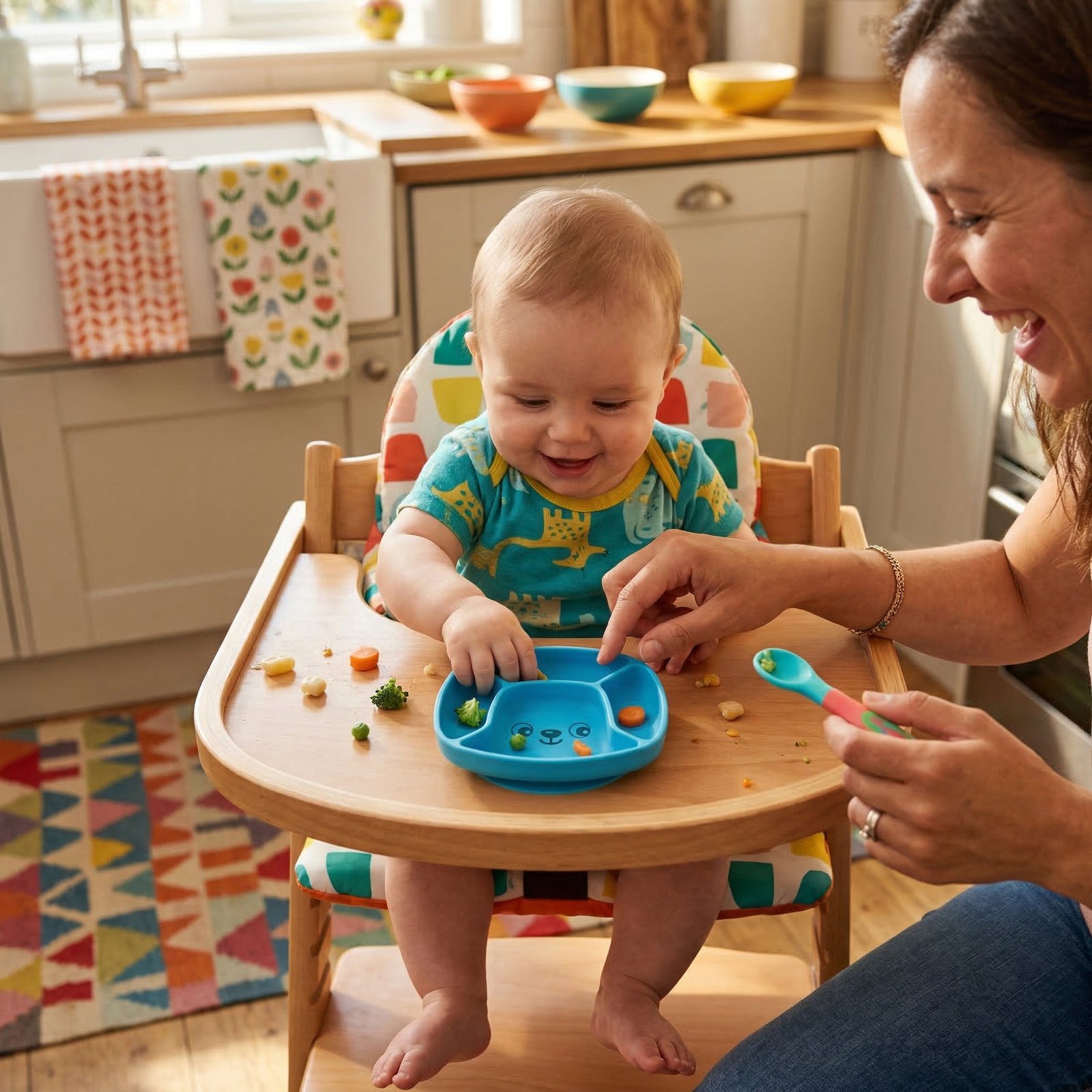 Playgro Stick & Snack Silicone Suction Plate Blue 6 mån+