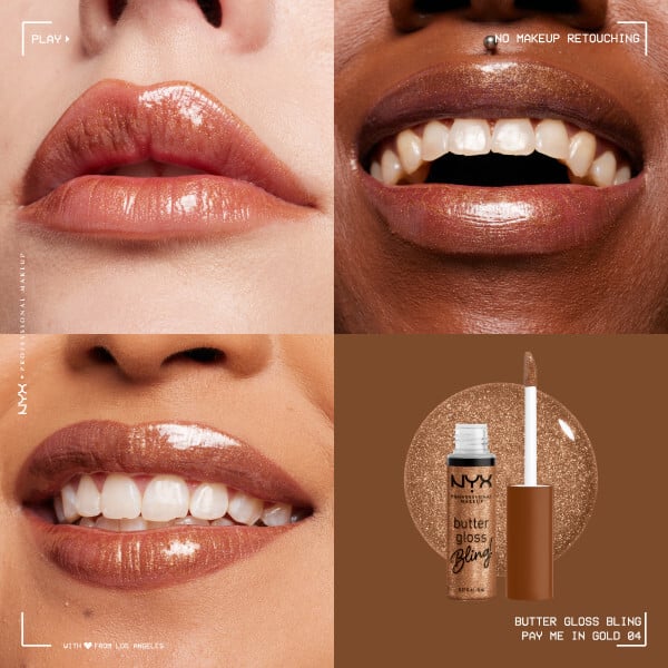 NYX Professional Makeup Butter Gloss Bling! Läppglans 04 Pay Me In Gold 8 ml