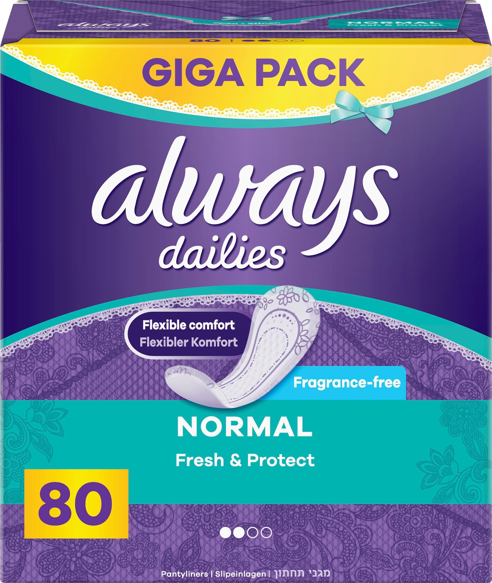 Always Daily Fresh Normal Trosskydd, 0% Parfymer och Färgämnen, 80 st