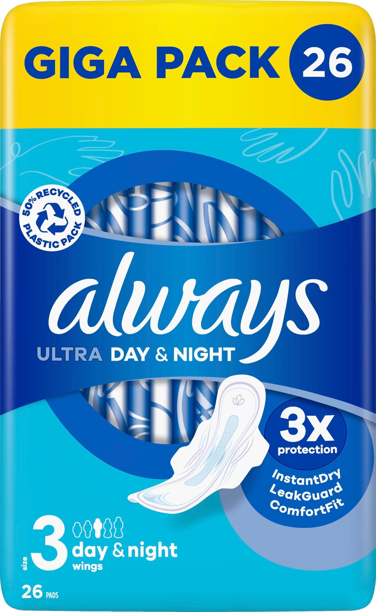 Always Ultra Day & Night Storlek 3 Bindor med vingar 26 st