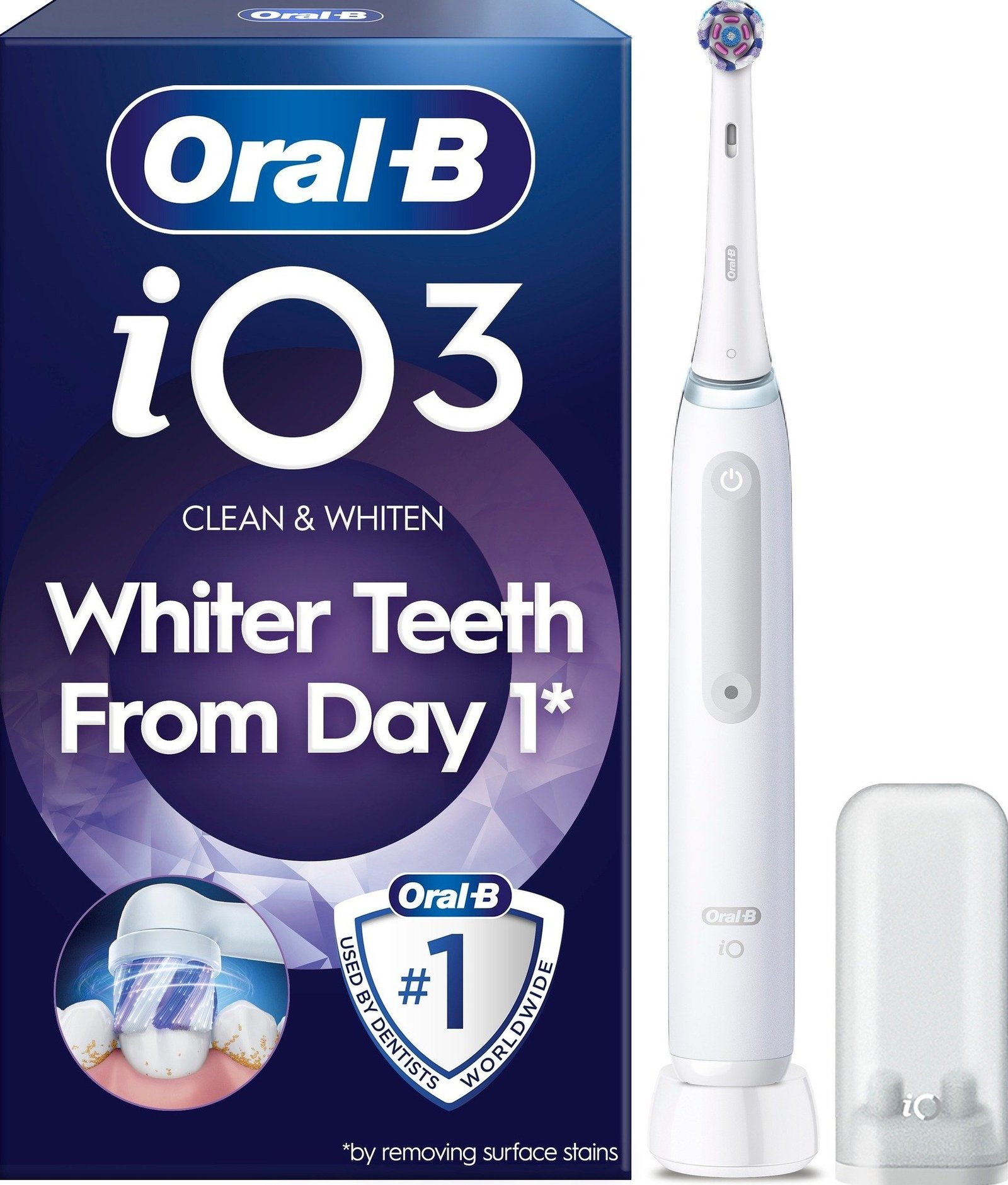 Oral-B iO3 Eltandborste Vit Whitening Edition Tandborsthuvud & Hållare till borsthuvud 1 st
