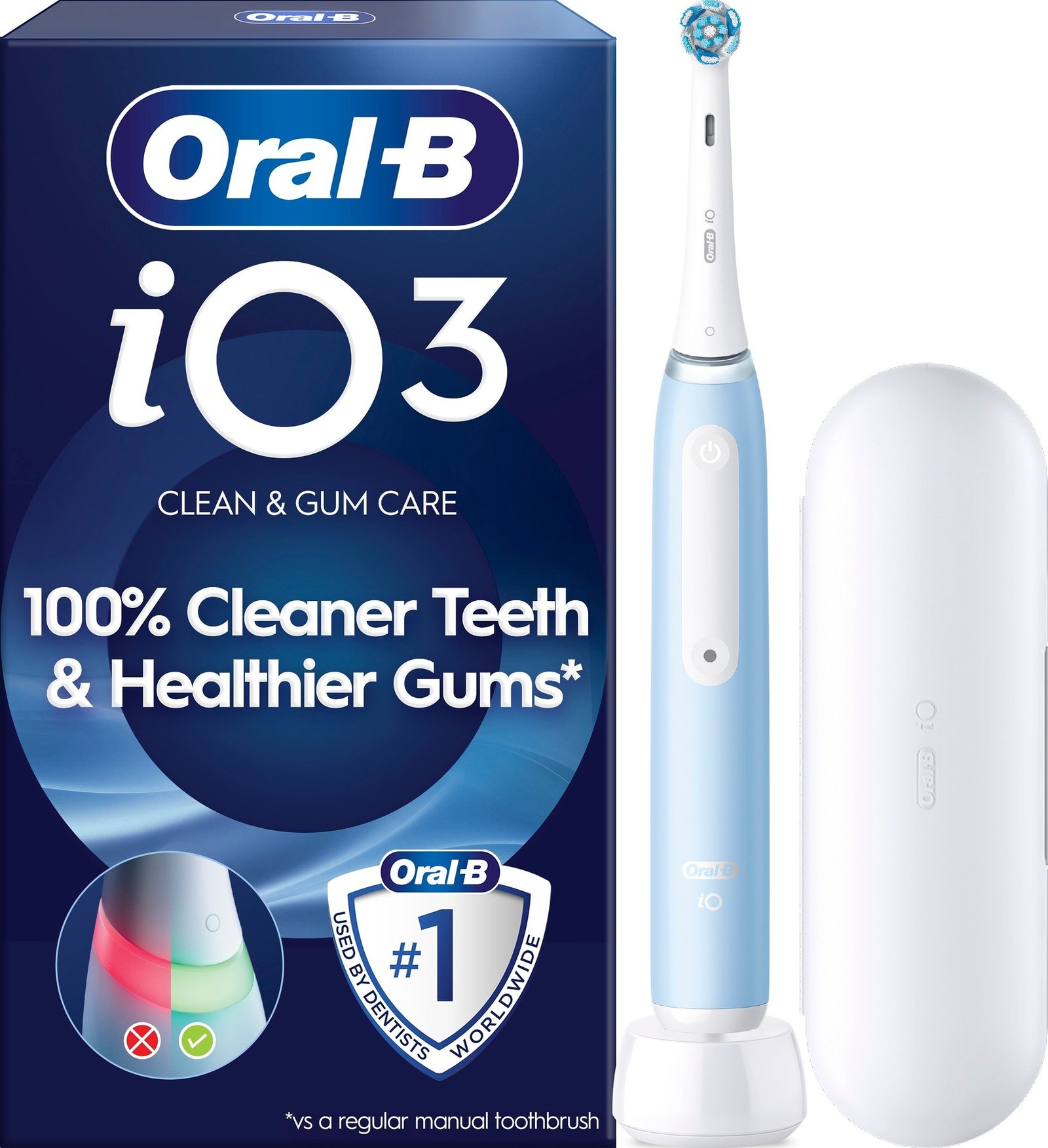 Oral-B iO3 Eltandborste Blå 1 Tandborsthuvud & Resefodral 1 st
