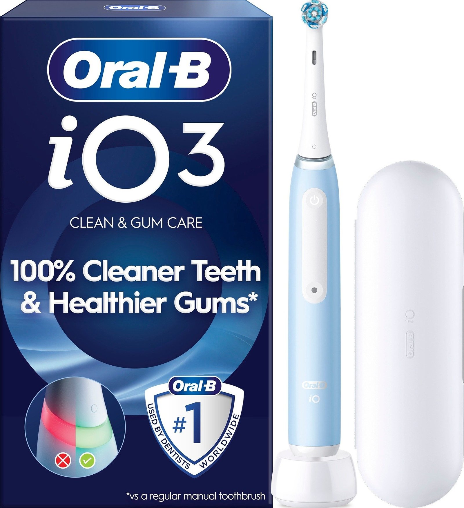Oral-B iO3 Eltandborste Blå 1 Tandborsthuvud & Resefodral 1 st
