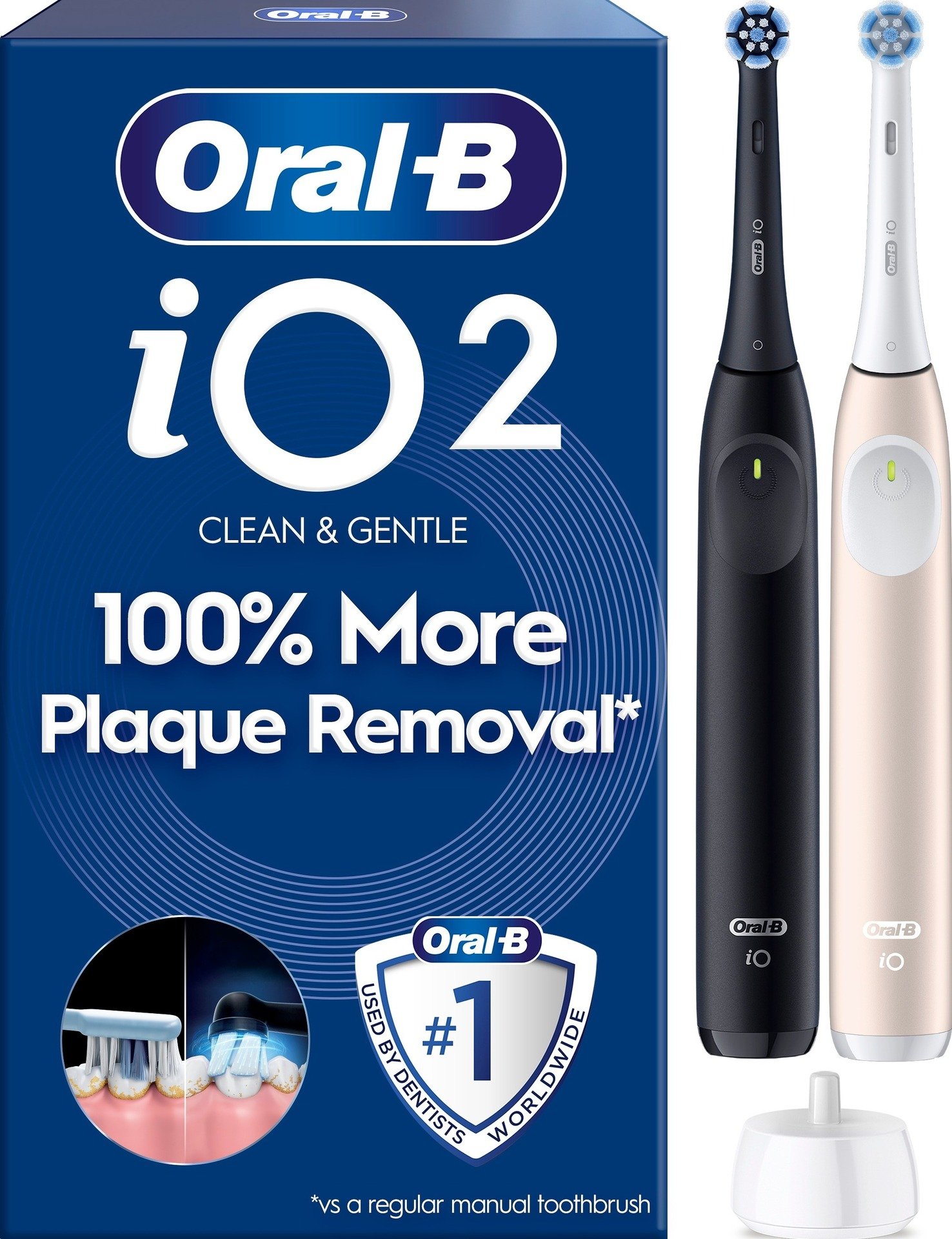 Oral-B iO2 Eltandborstar Duo-pack Svart och Rosa 2 tandborsthuvuden & Resefodral 2 st