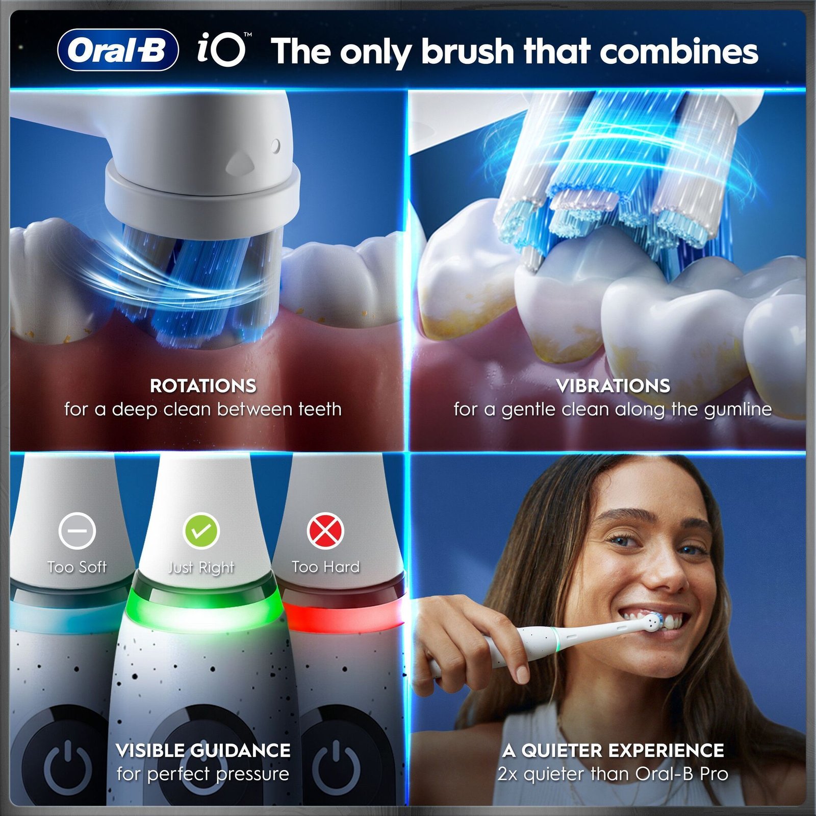 Oral-B iO10 Eltandborste Vit 1 Tandborsthuvud, Resefodral med laddare & Hållare till borsthuvud