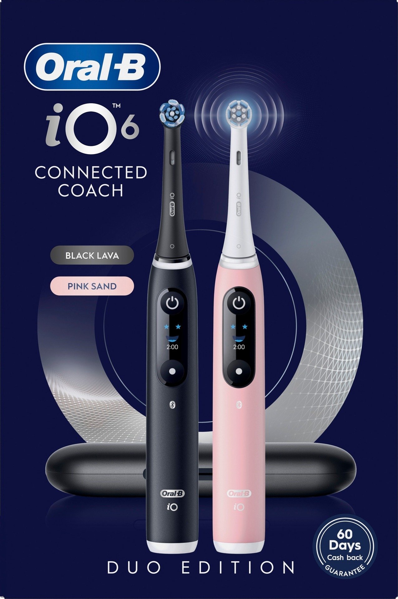 Oral-B iO6 Eltandborstar Duo-pack Svart och Rosa 3 Tandborsthuvuden & Resefodral 2 st