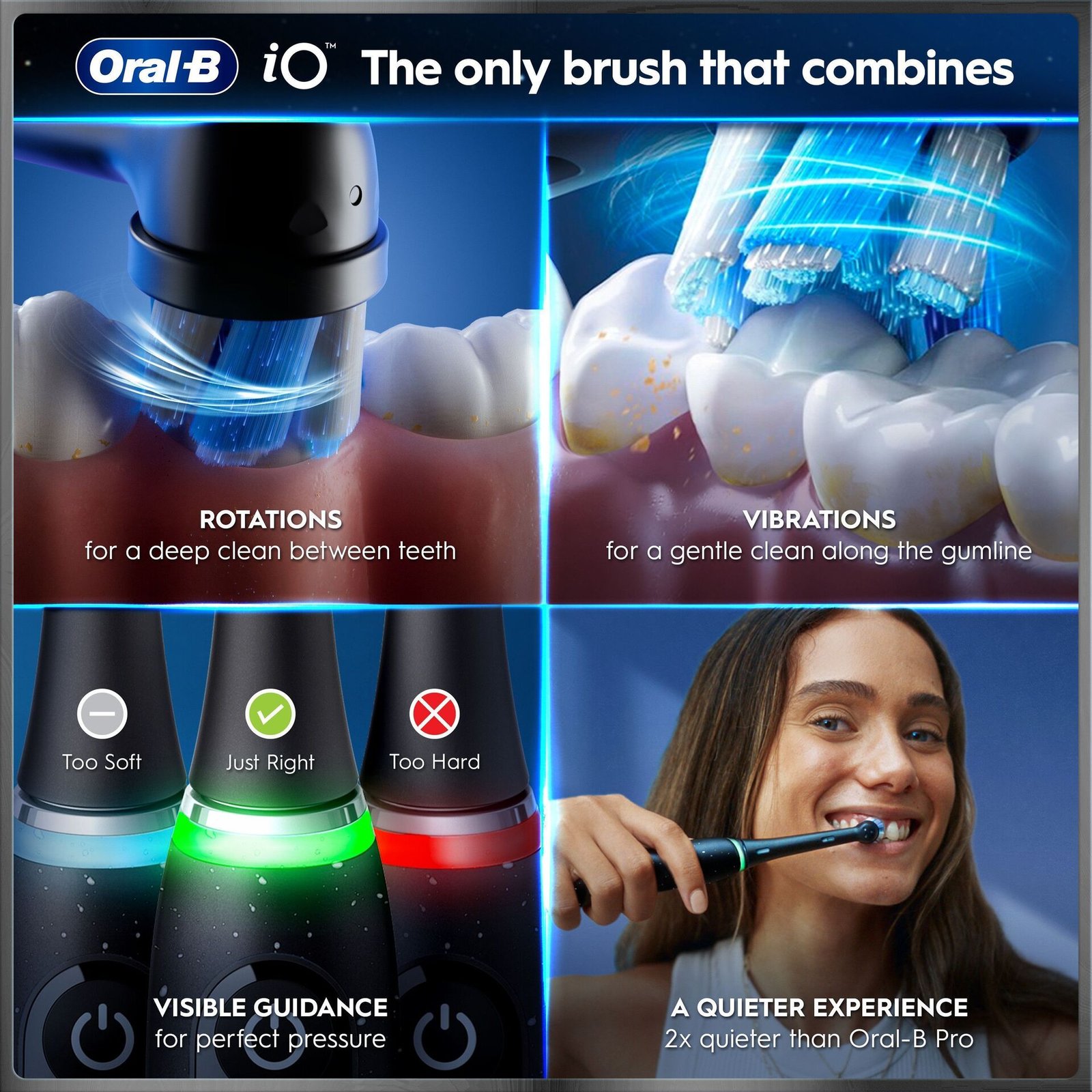 Oral-B iO10 Eltandborste Svart 1 Tandborsthuvud, Resefodral med laddare & Hållare till borsthuvud
