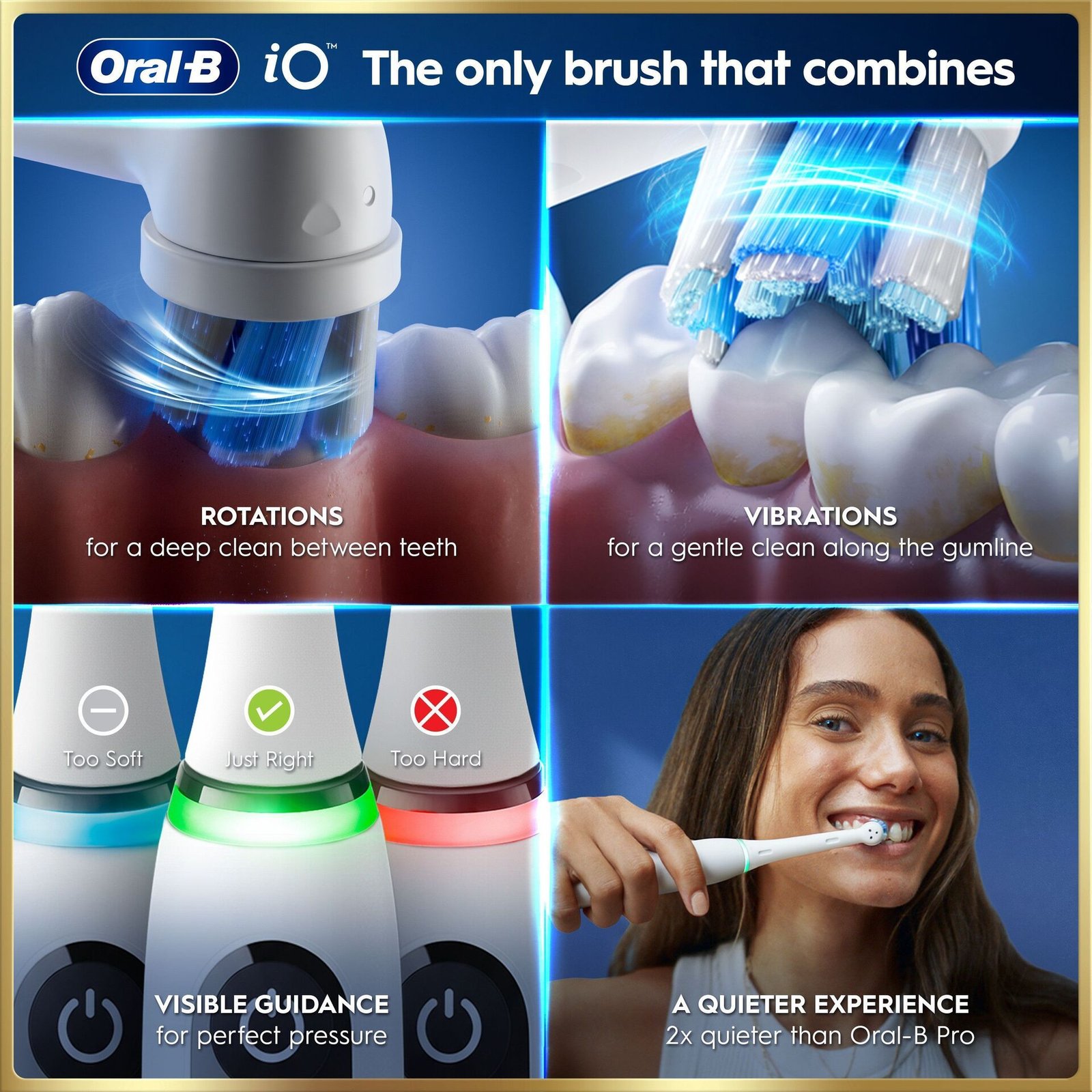 Oral-B iO9 Eltandborste Vit 2 Tandborsthuvuden, Resefodral med laddare & Hållare till borsthuvud