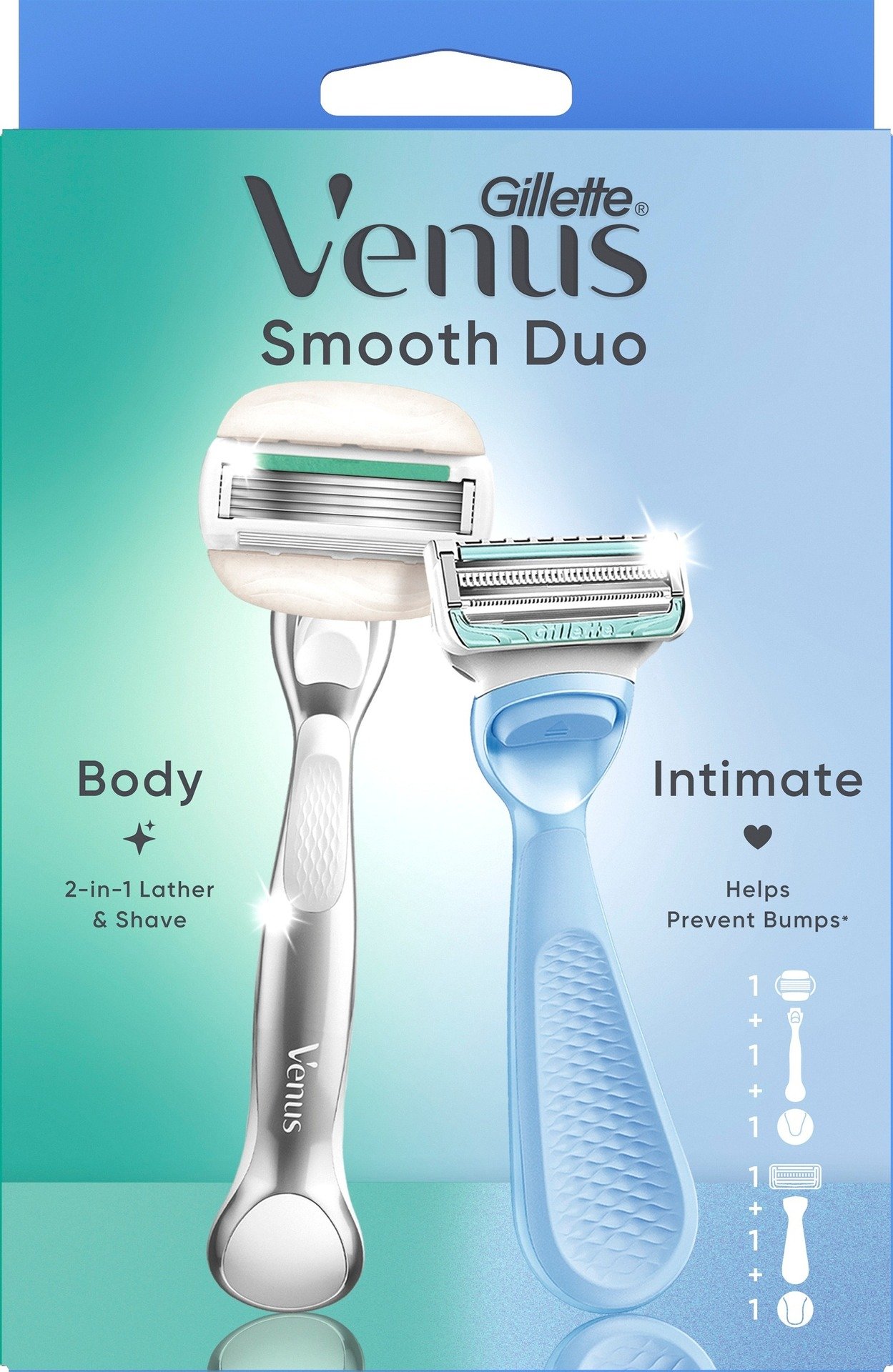 Gillette Venus Duopack Rakhyvel för Intimområdet och ComfortGlide 2 rakblad