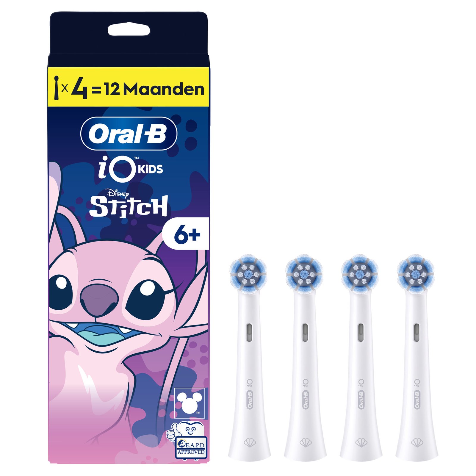 Oral-B iO Kids 6+ Disney Angel - Lilo & Stitch tandborsthuvuden, 4 st