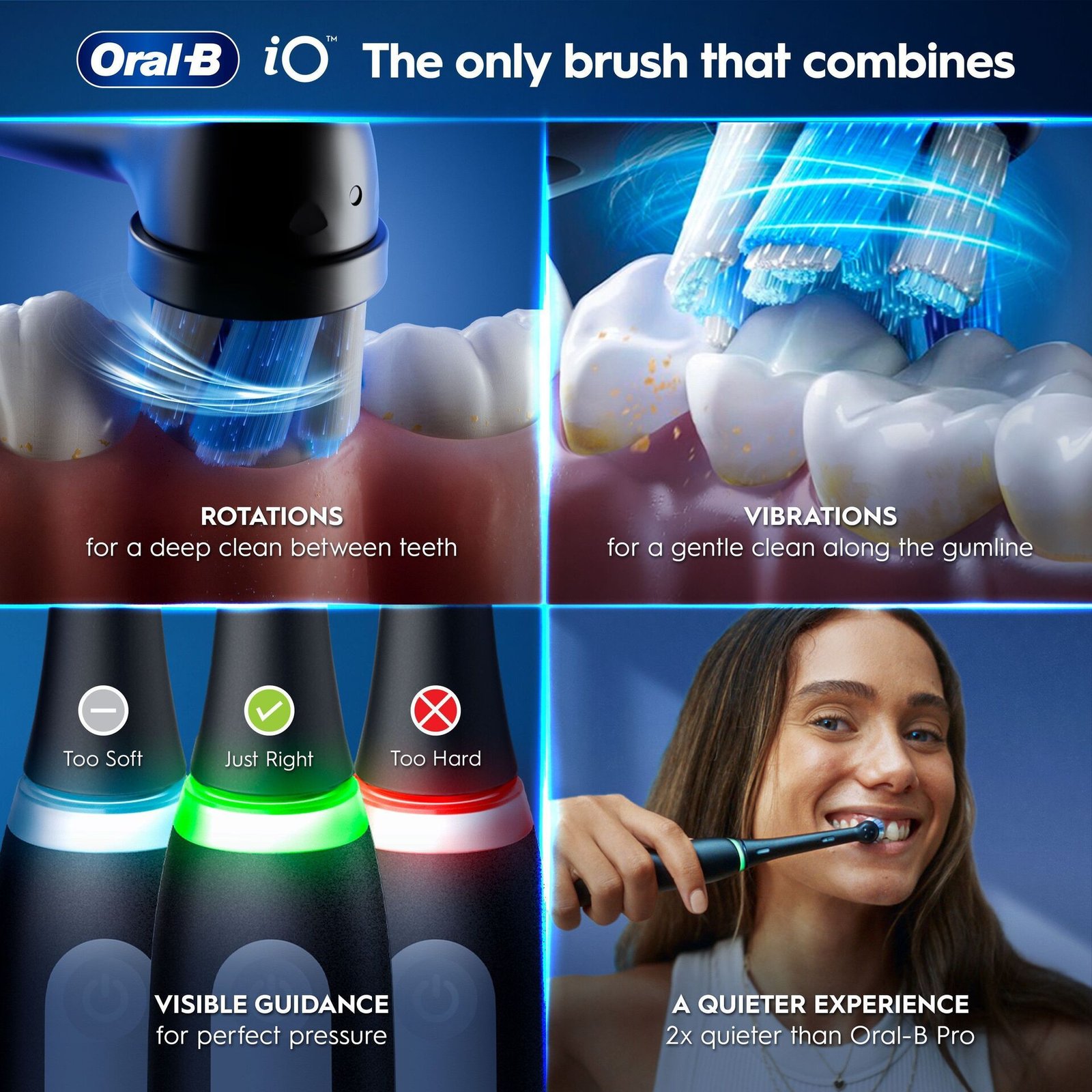 Oral-B iO3 Eltandborste, Giftset, Svart, 4 Tandborsthuvuden, Resefodral