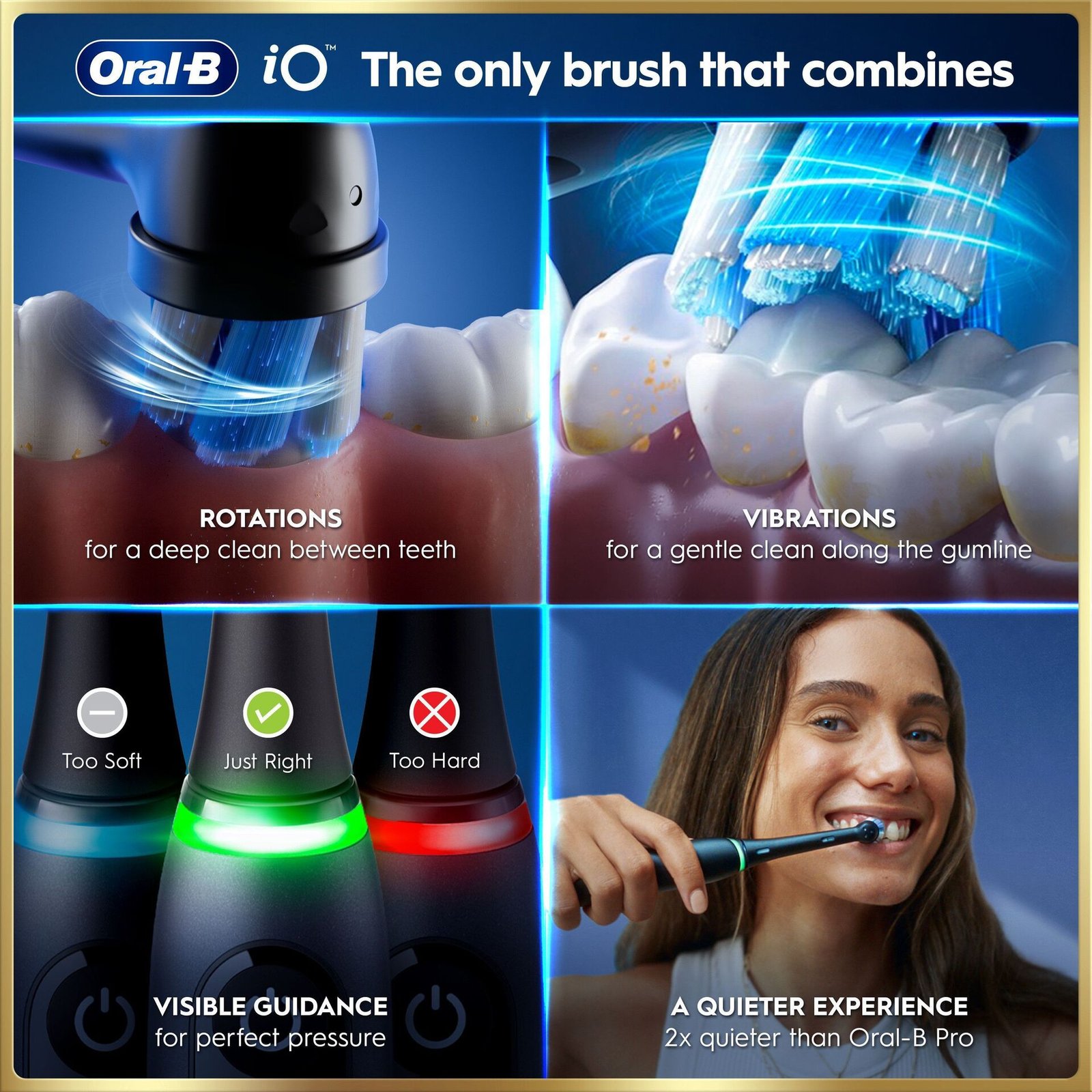 Oral-B iO9 Eltandborste, Giftset, Svart, 4 Tandborsthuvuden, Snabb magnetisk laddare