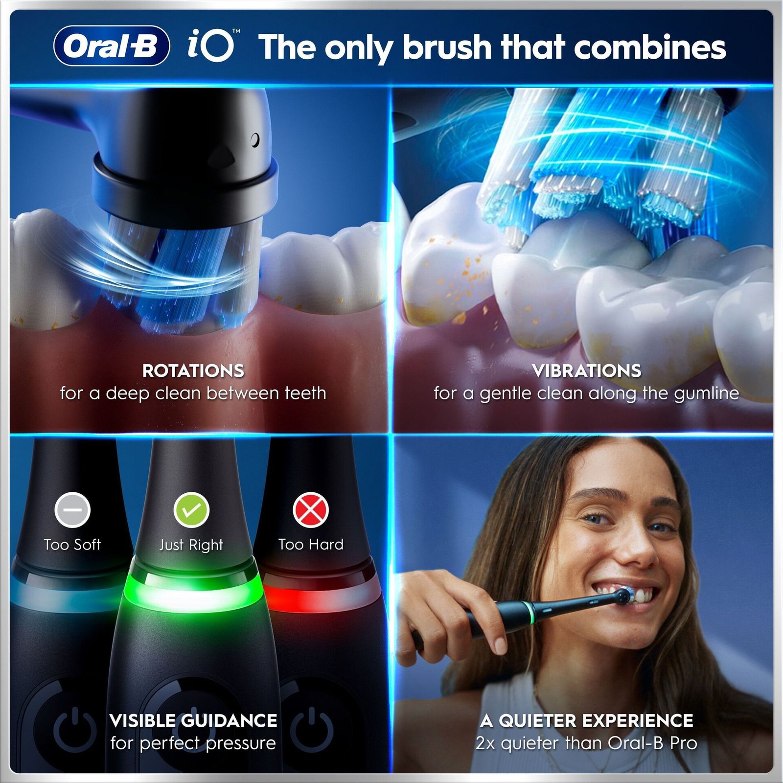 Oral-B iO6 Eltandborste, Giftset, Svart, 4 Tandborsthuvuden, Resefodral