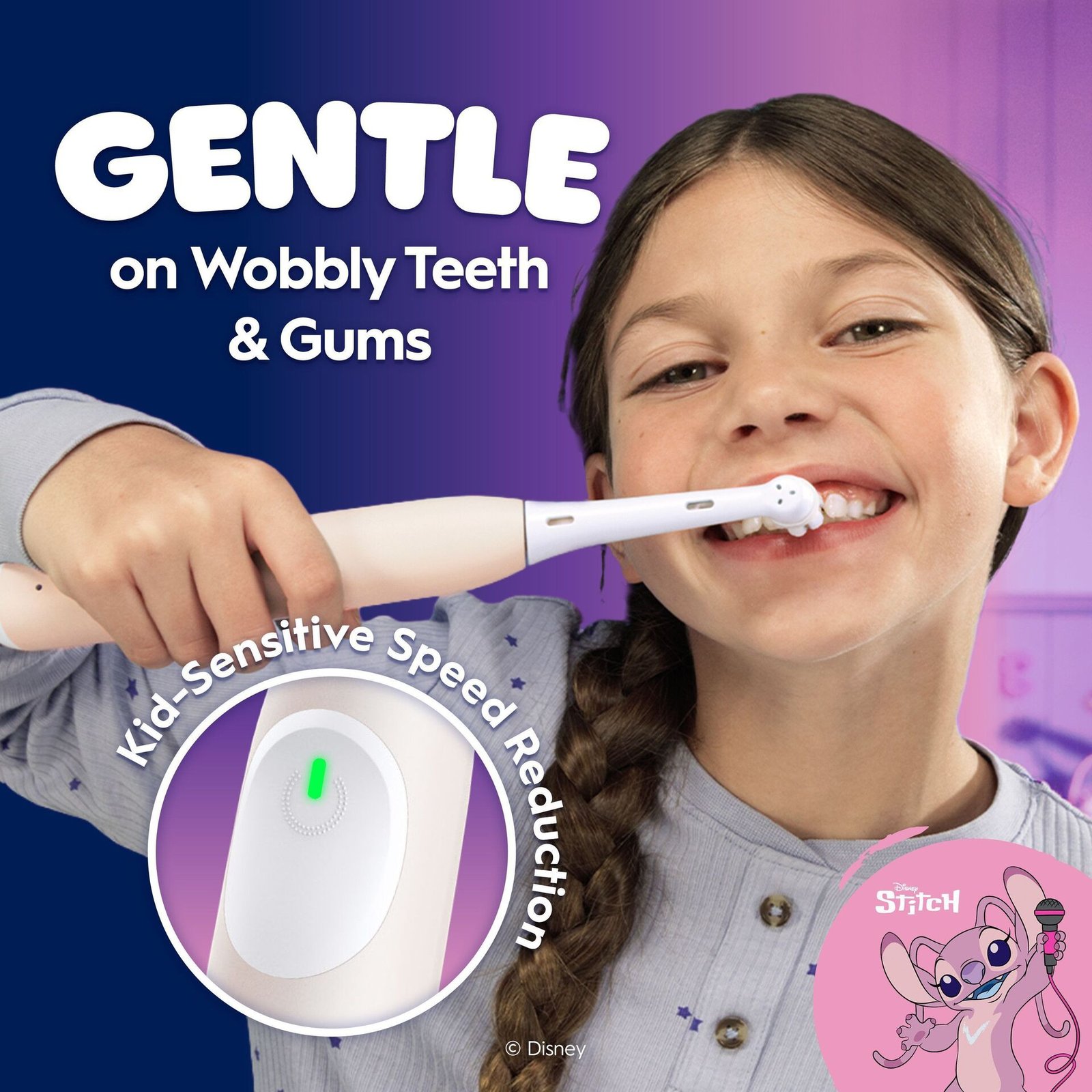 Oral-B iO Kids Eltandborste Disney Angel - Lilo & Stitch, 1 tandborsthuvud, 1 resefodral