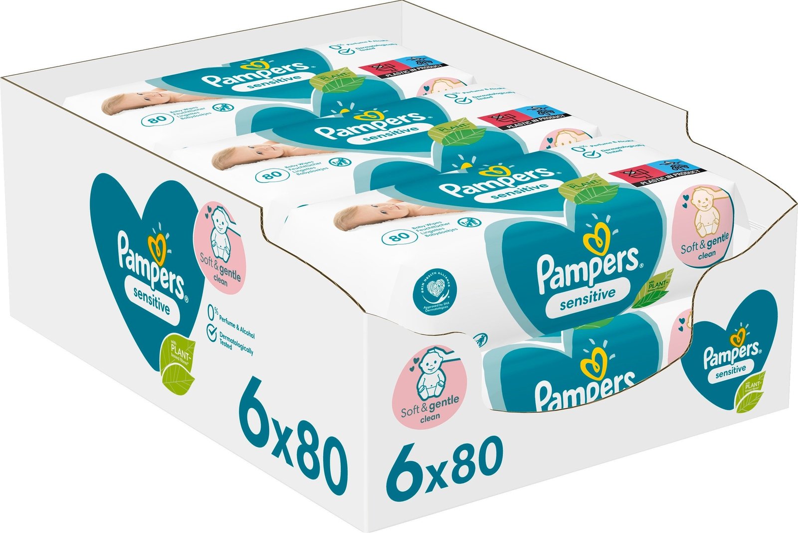 Pampers Sensitive Baby våtservetter 6x80 st = 480 Våtservetter