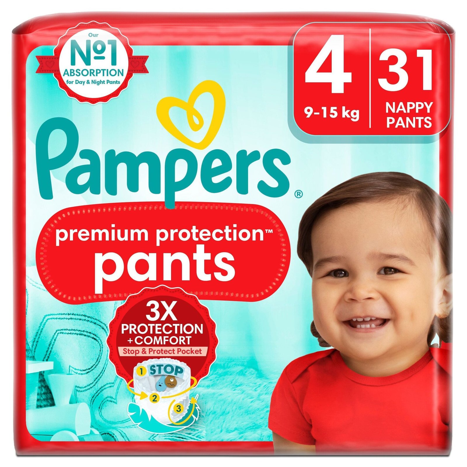 Pampers Premium Protection Byxblöjor Stl 4 (9kg-15kg) 31 st