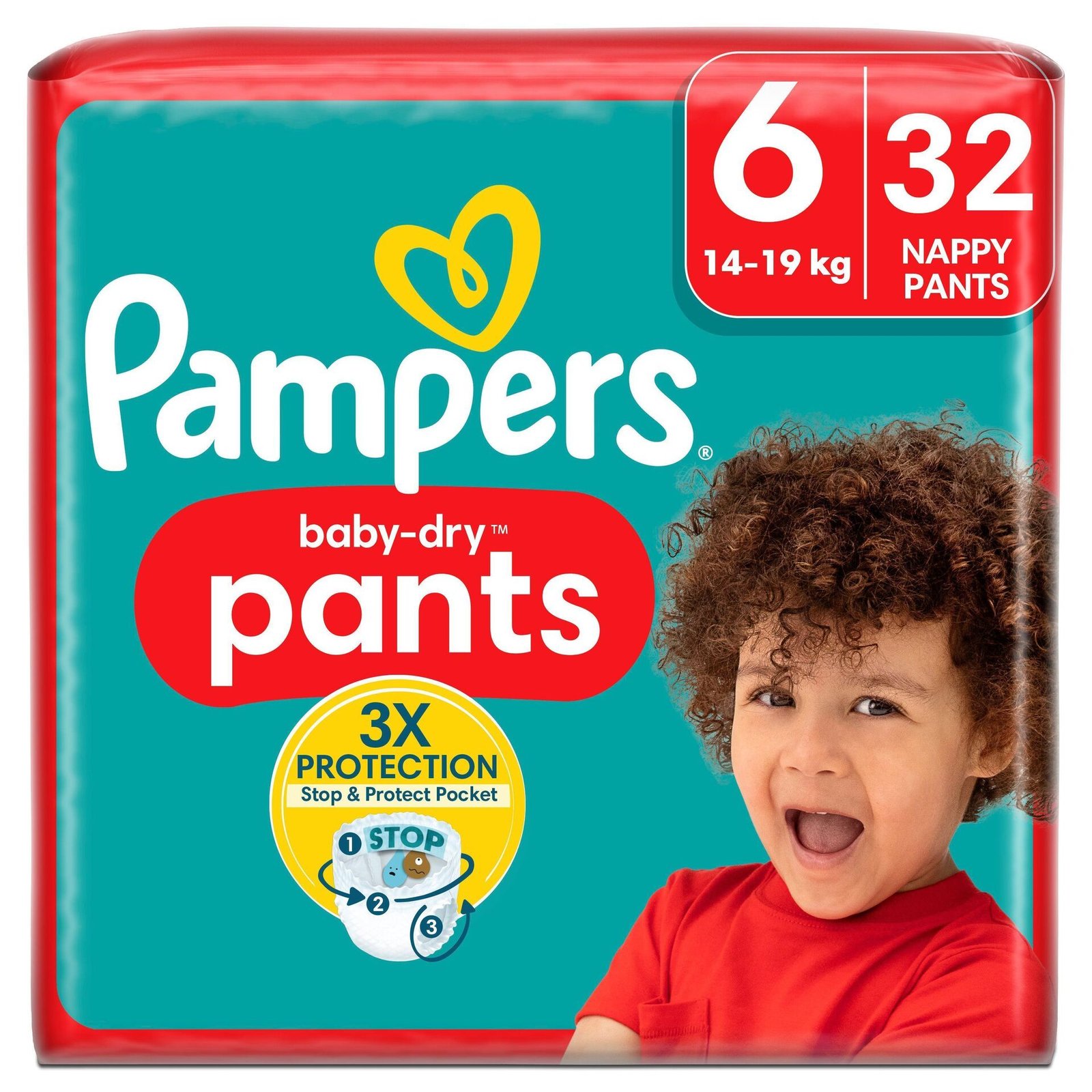 Pampers Baby-Dry Byxblöjor Stl 6 (14kg-19kg) 32 st