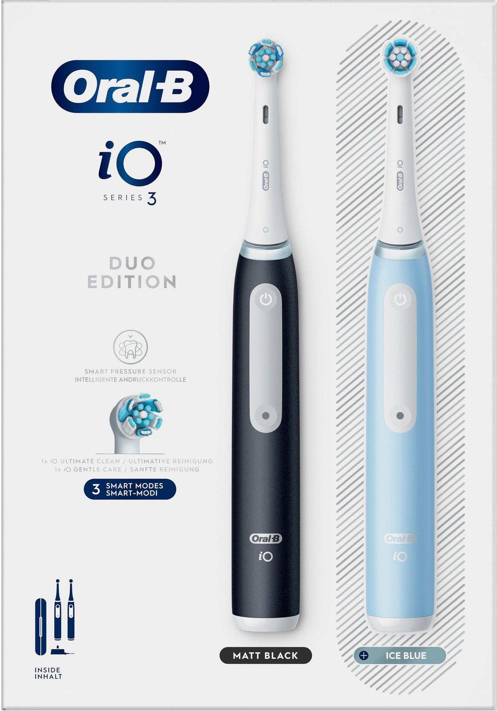 Oral-B iO 3 Duopack 2 eltandborstar, 2 huvuden, 1 resefodral