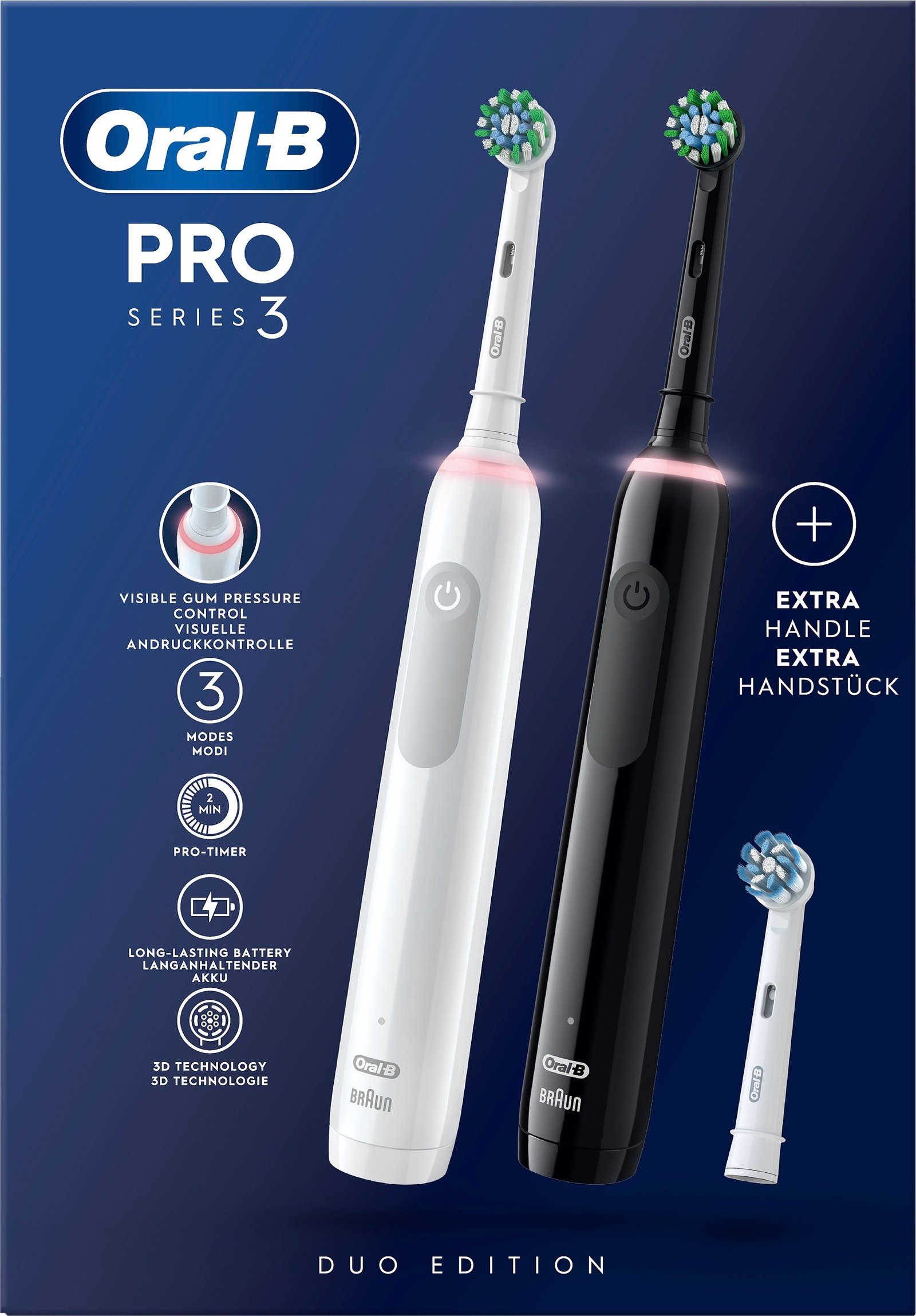 Oral-B Pro 3 Duopack, 2 eltandborstar, 3 huvuden
