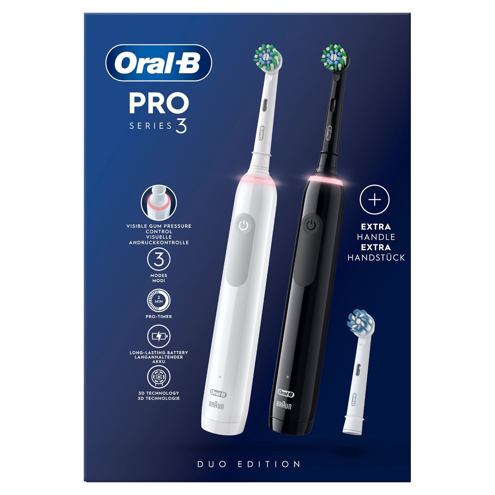 Oral-B Pro 3 Duopack, 2 eltandborstar, 3 huvuden