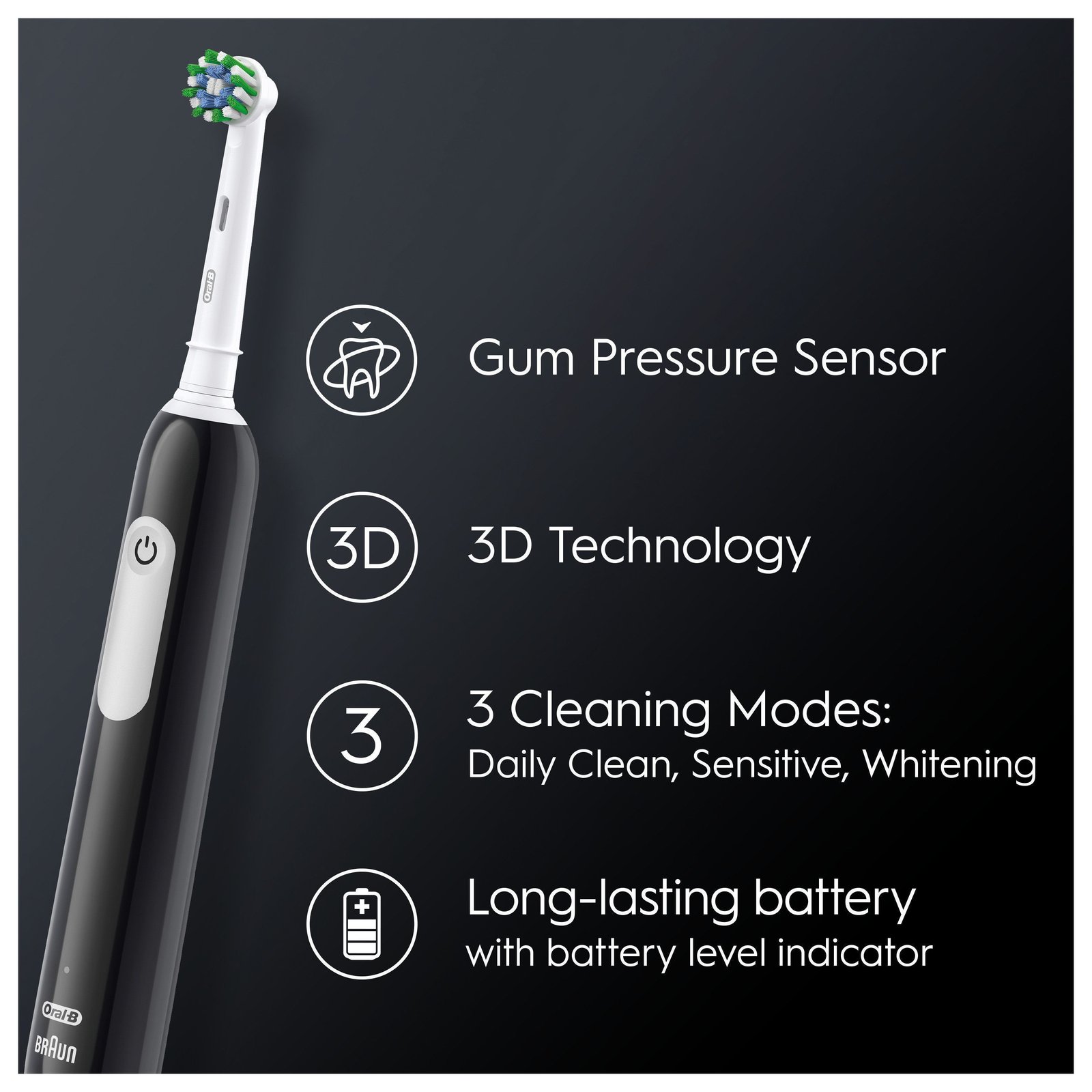 Oral-B Pro 1 Svart eltandborste, 2 huvuden