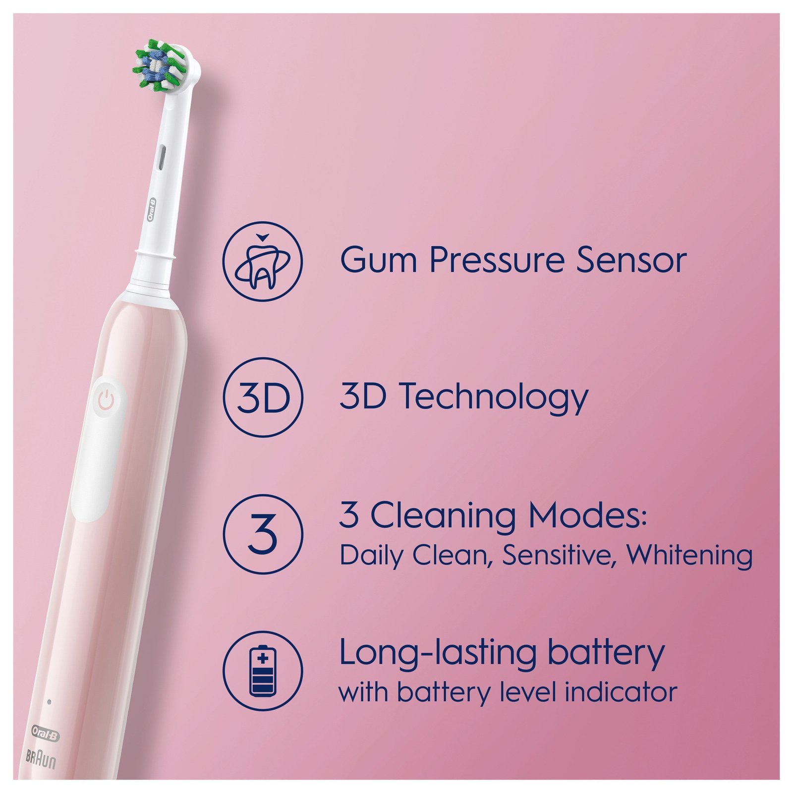 Oral-B Pro 1 Rosa eltandborste, 2 huvuden