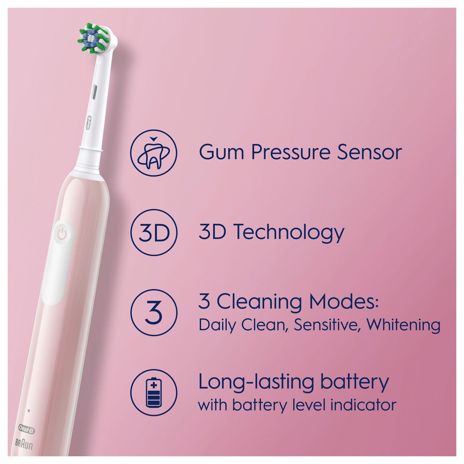 Oral-B Pro 1 Rosa eltandborste, 2 huvuden