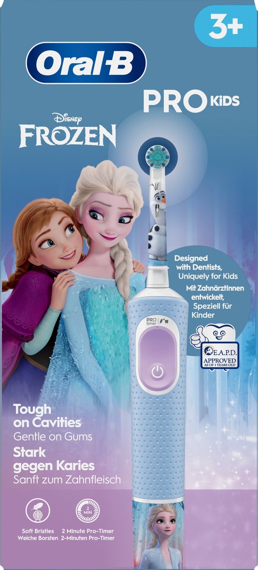 Oral-B Pro Kids eltandborste, 1 Frost-handtag, 1 borsthuvud, Designed By Braun, Från 3 år