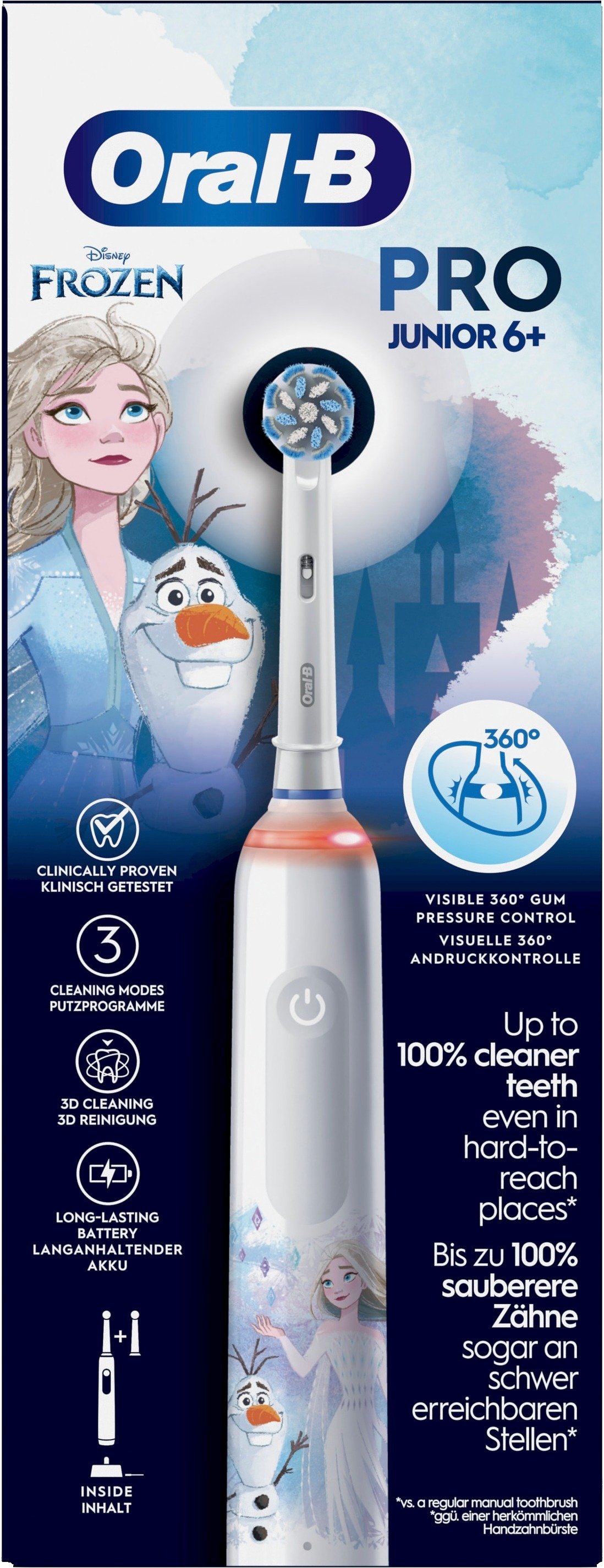 Oral-B Pro Junior +6 år Frozen Eltandborste & 2 tandborsthuvuden 1 st