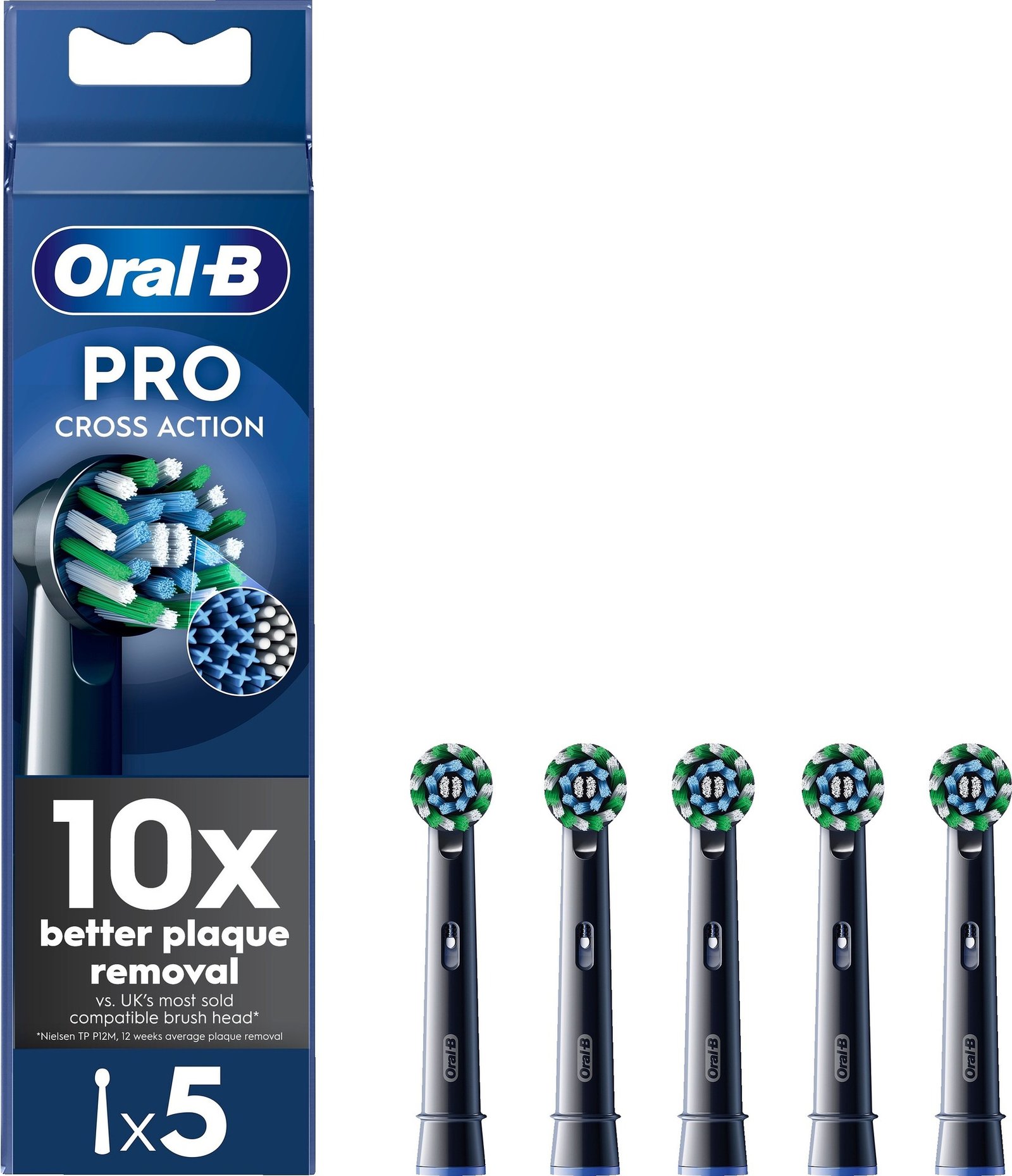 Oral-B Pro Cross Action Black tandborsthuvuden, 5 st
