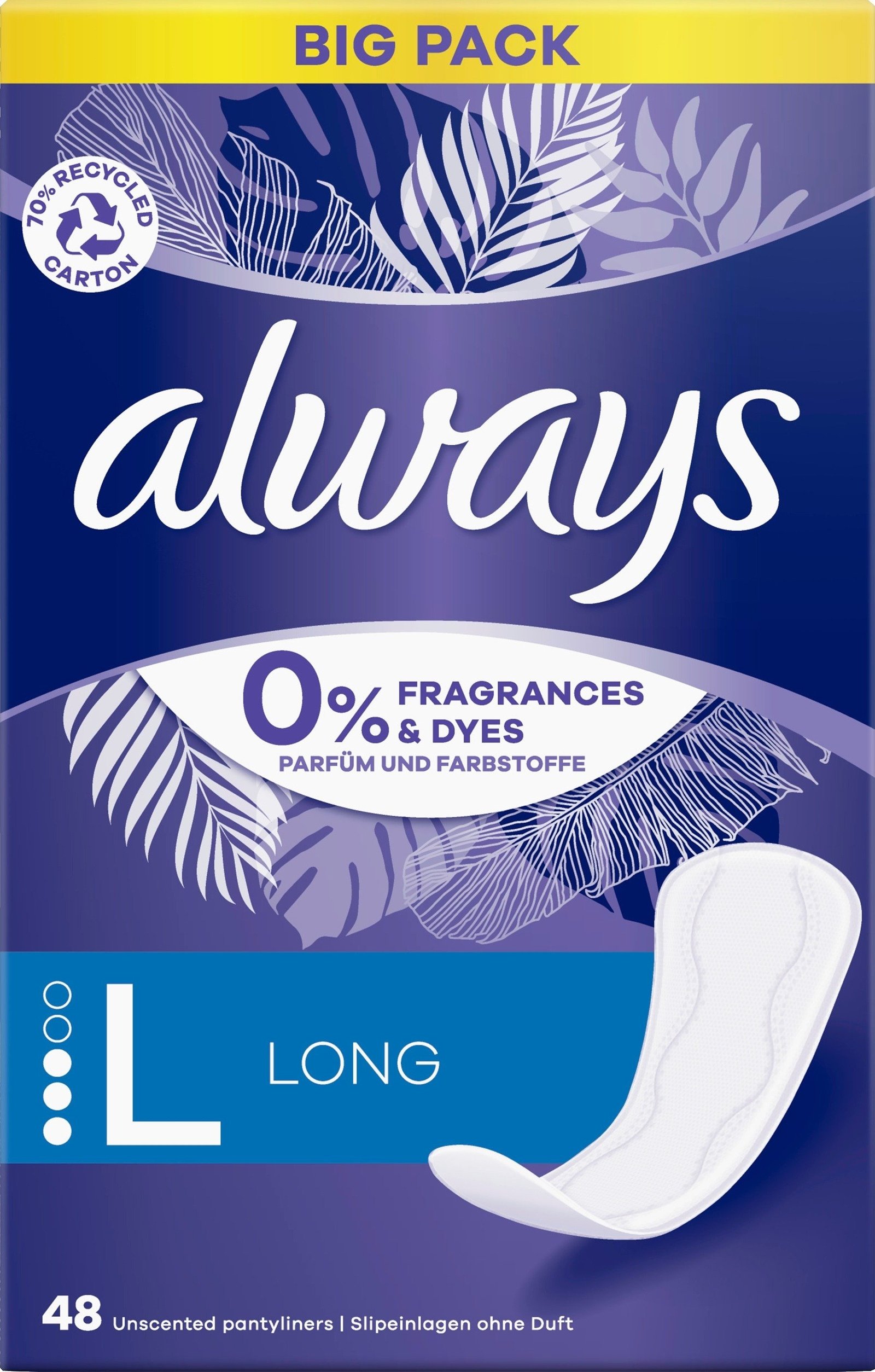 Always Daily Protect Long Trosskydd 0% Doft & Färgämnen 48 st