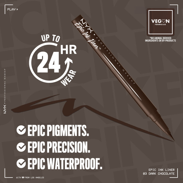 NYX Professional Makeup Epic Ink Waterproof Liquid Eyeliner 03 Dark Chocolate 1 ml