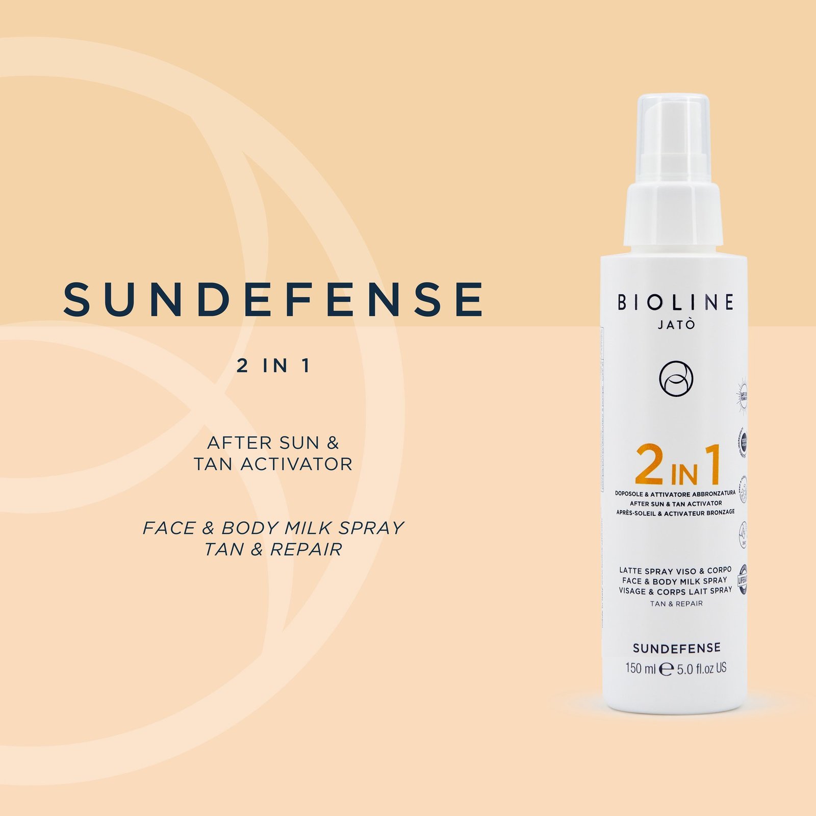 Bioline Jatò 2 IN 1 After Sun & Tan Activator Face & Body Milk Spray Tan & Repair 150 ml