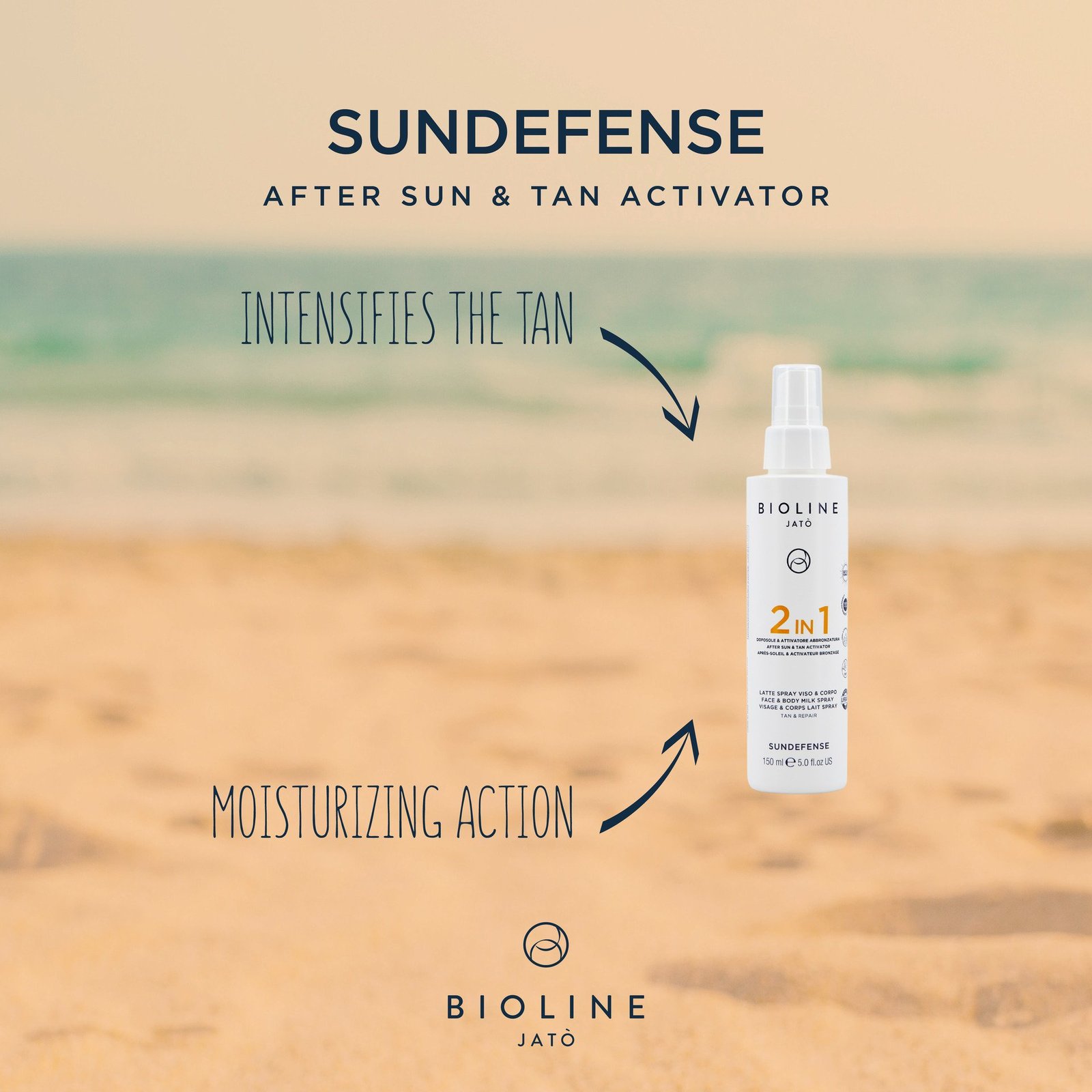 Bioline Jatò 2 IN 1 After Sun & Tan Activator Face & Body Milk Spray Tan & Repair 150 ml