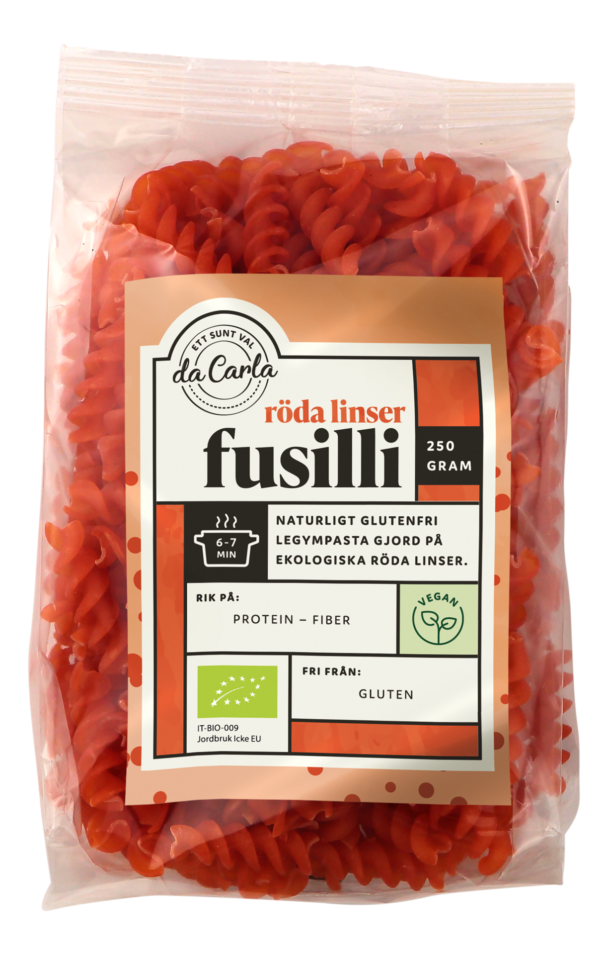 Da Carla Pasta Röda Linser 250 g