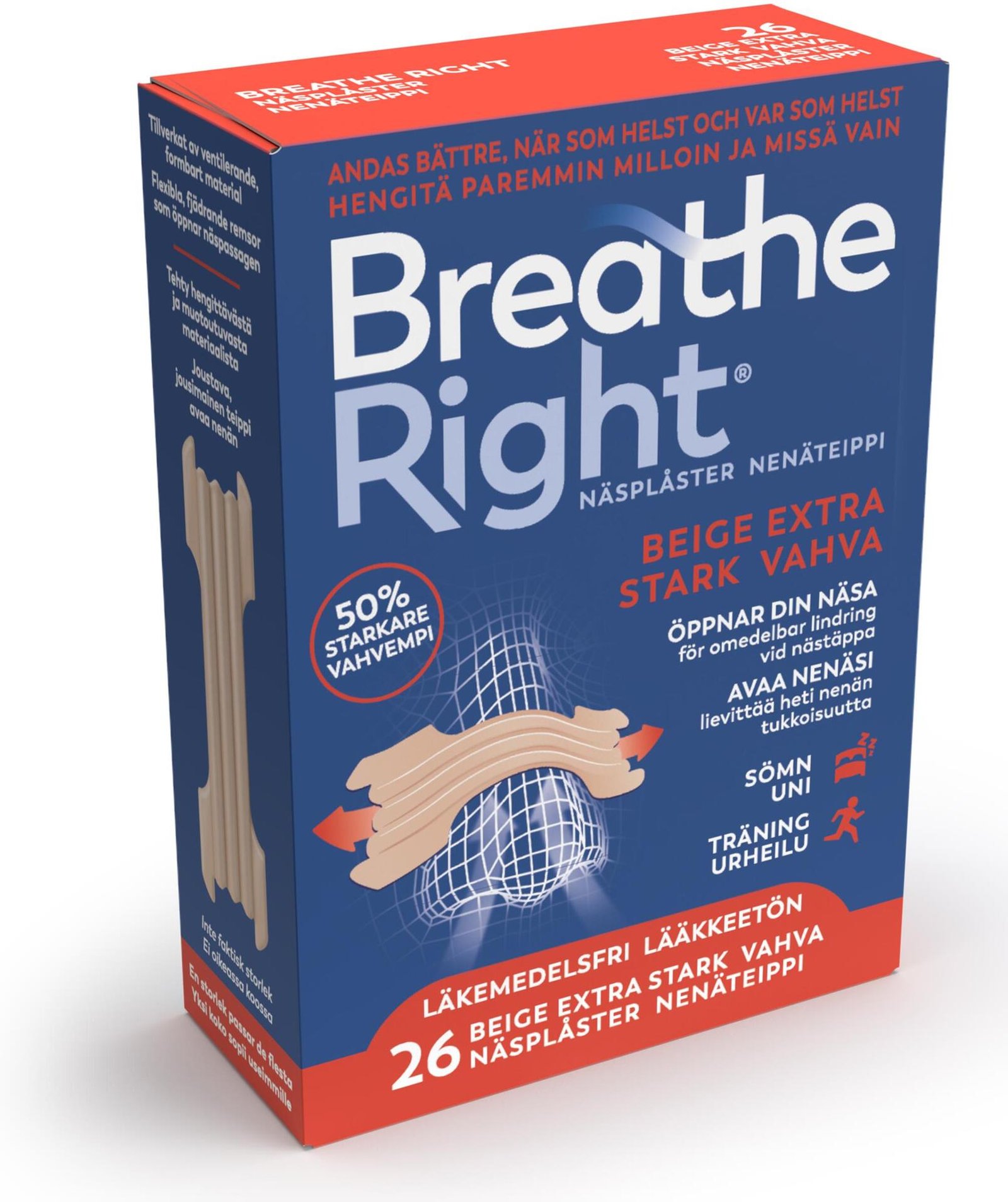 Breathe Right Näsplåster Extra Strength Beige 26 st