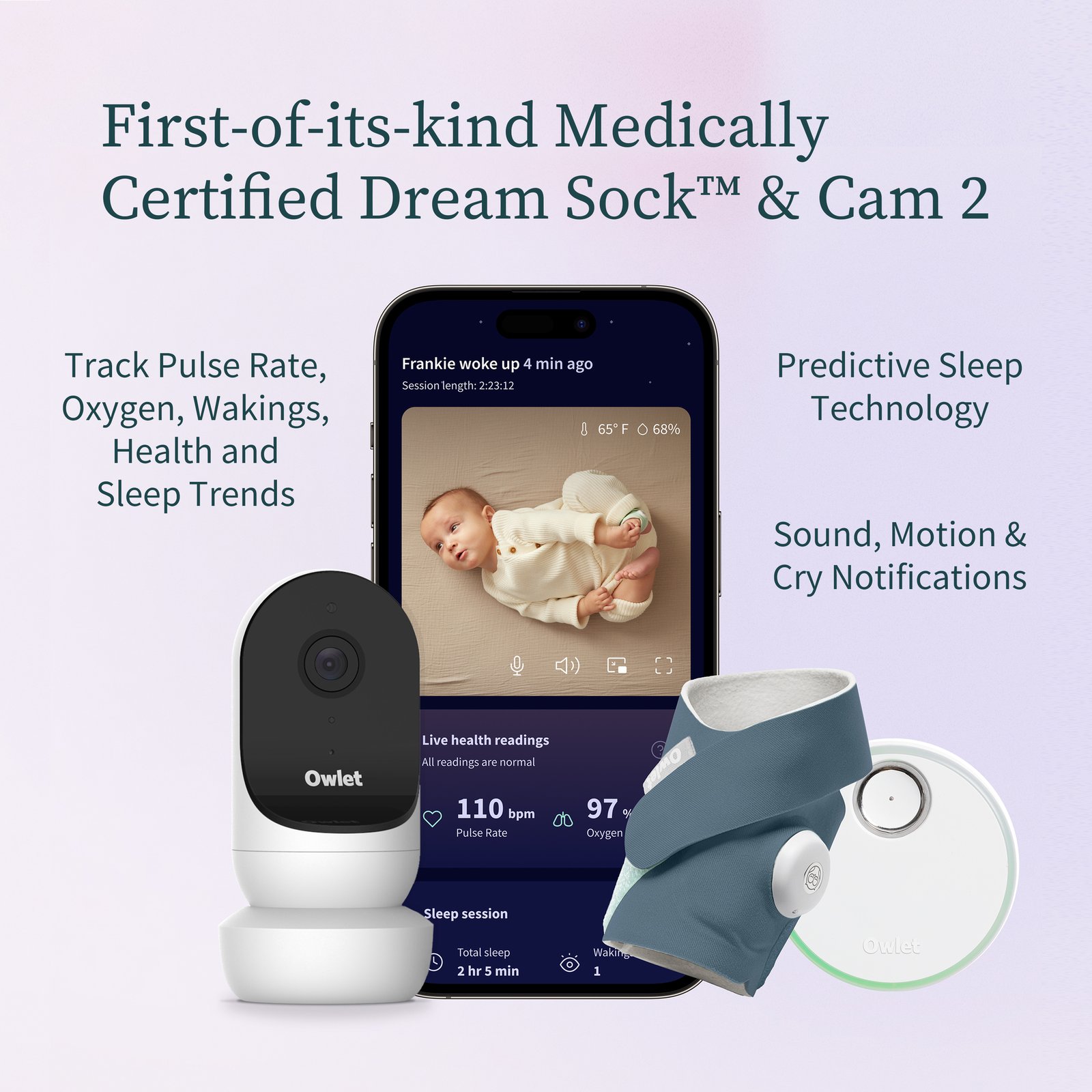 Owlet Dream Sock™ Bedtime Blue + Owlet Cam 2