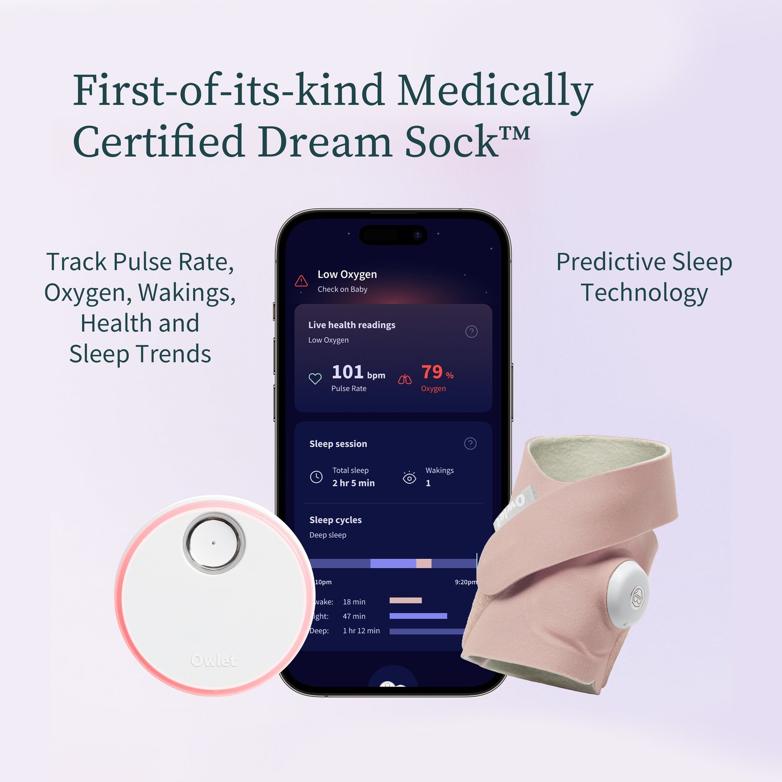 Owlet Dream Sock™ Dusty Rose