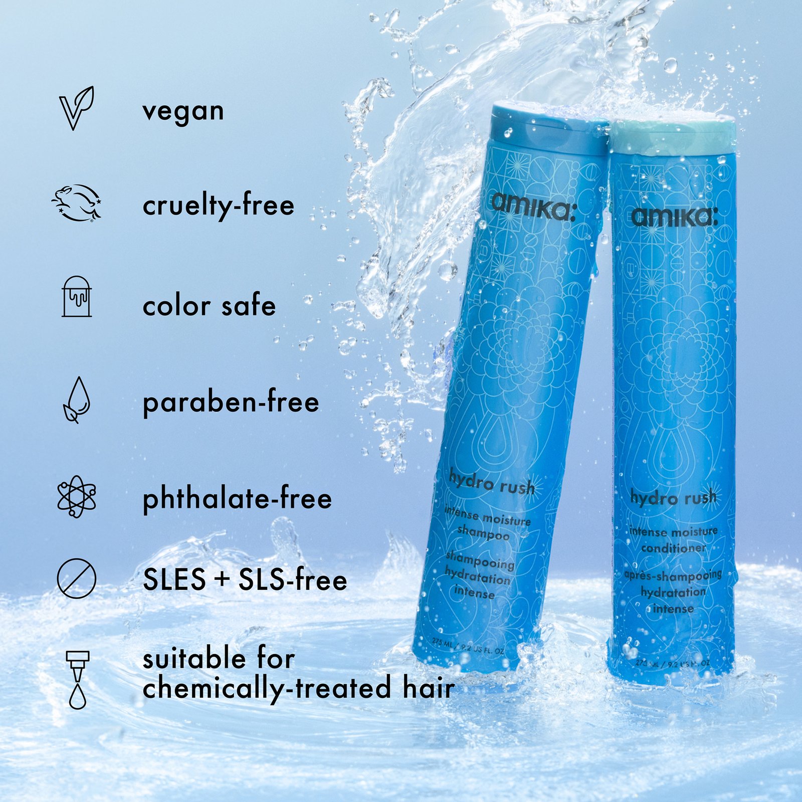 amika Hydro Rush Intense Moisture Shampoo 275 ml