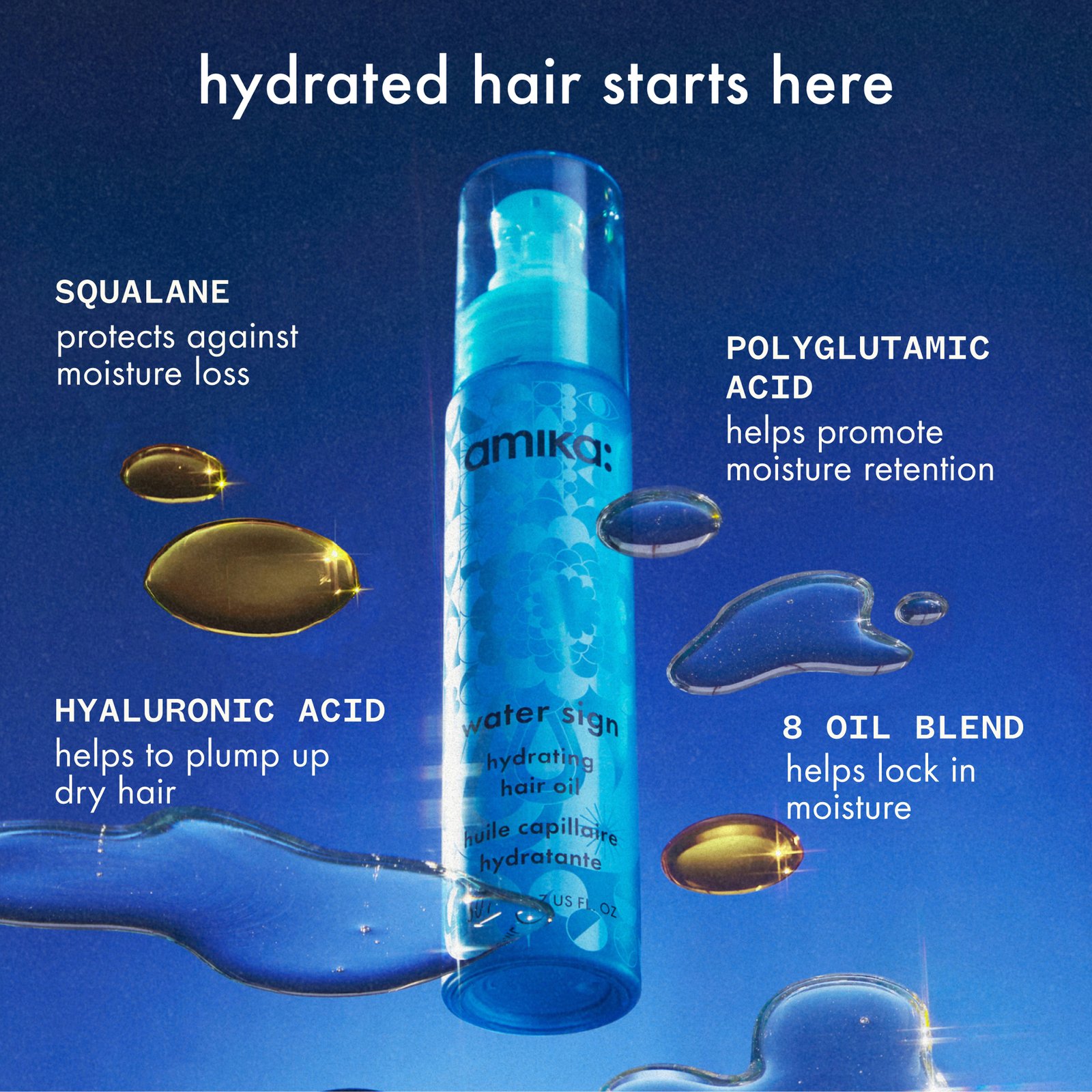 amika Water Sign Hydrating Hair Oil 50 ml
