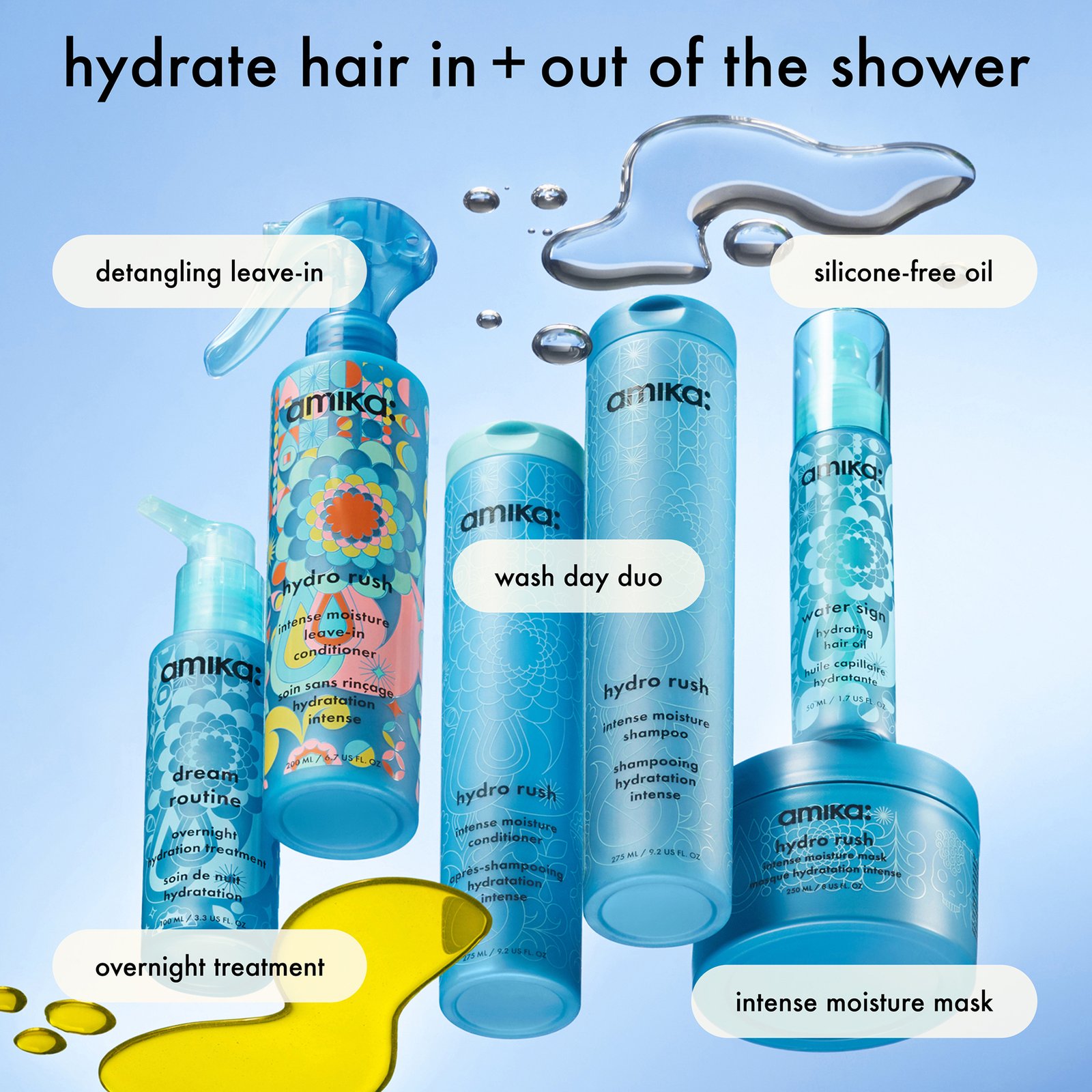 amika Hydro Rush Intense Moisture Leave-In Conditioner 60 ml