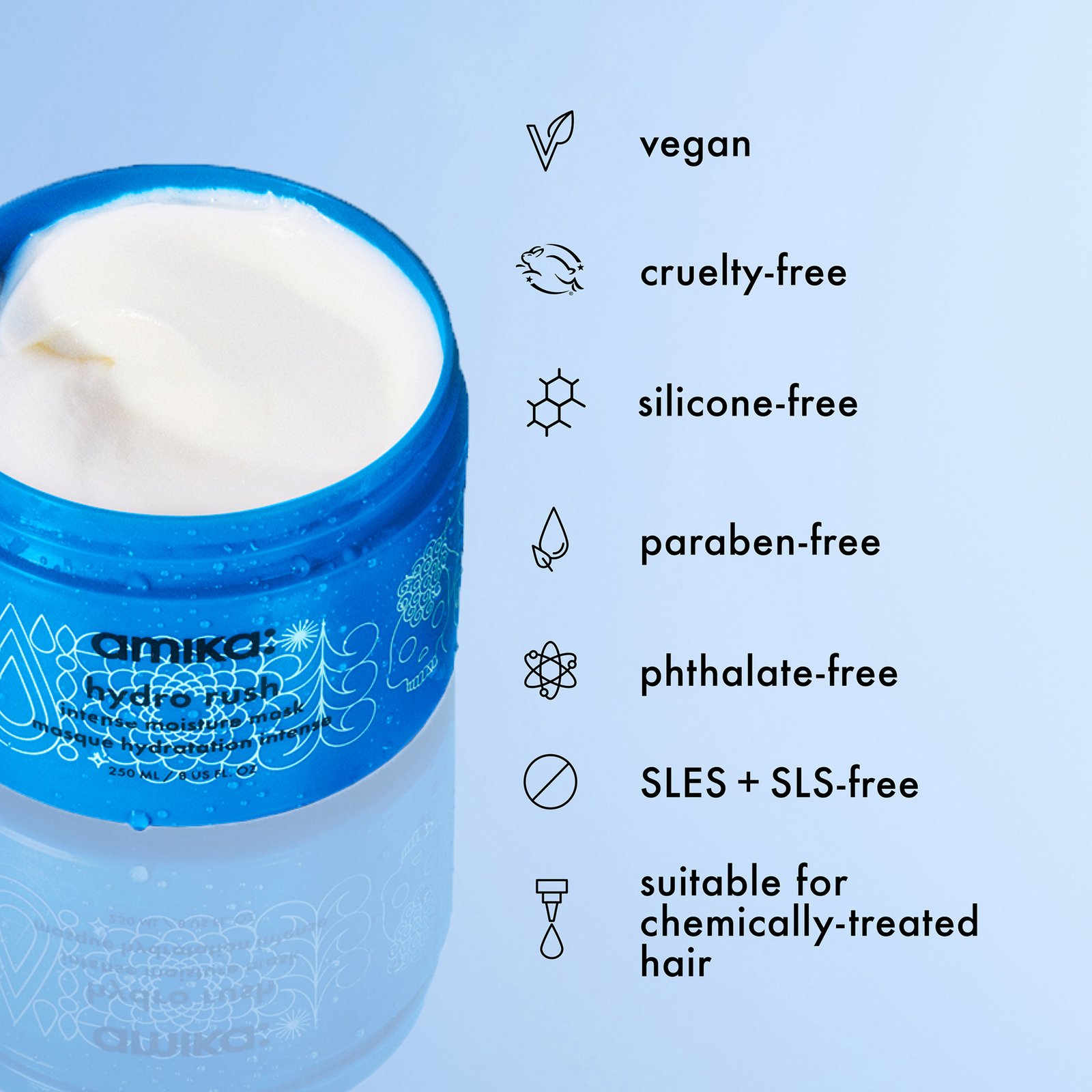 amika Hydro Rush Intense Moisture Hair Mask 250 ml