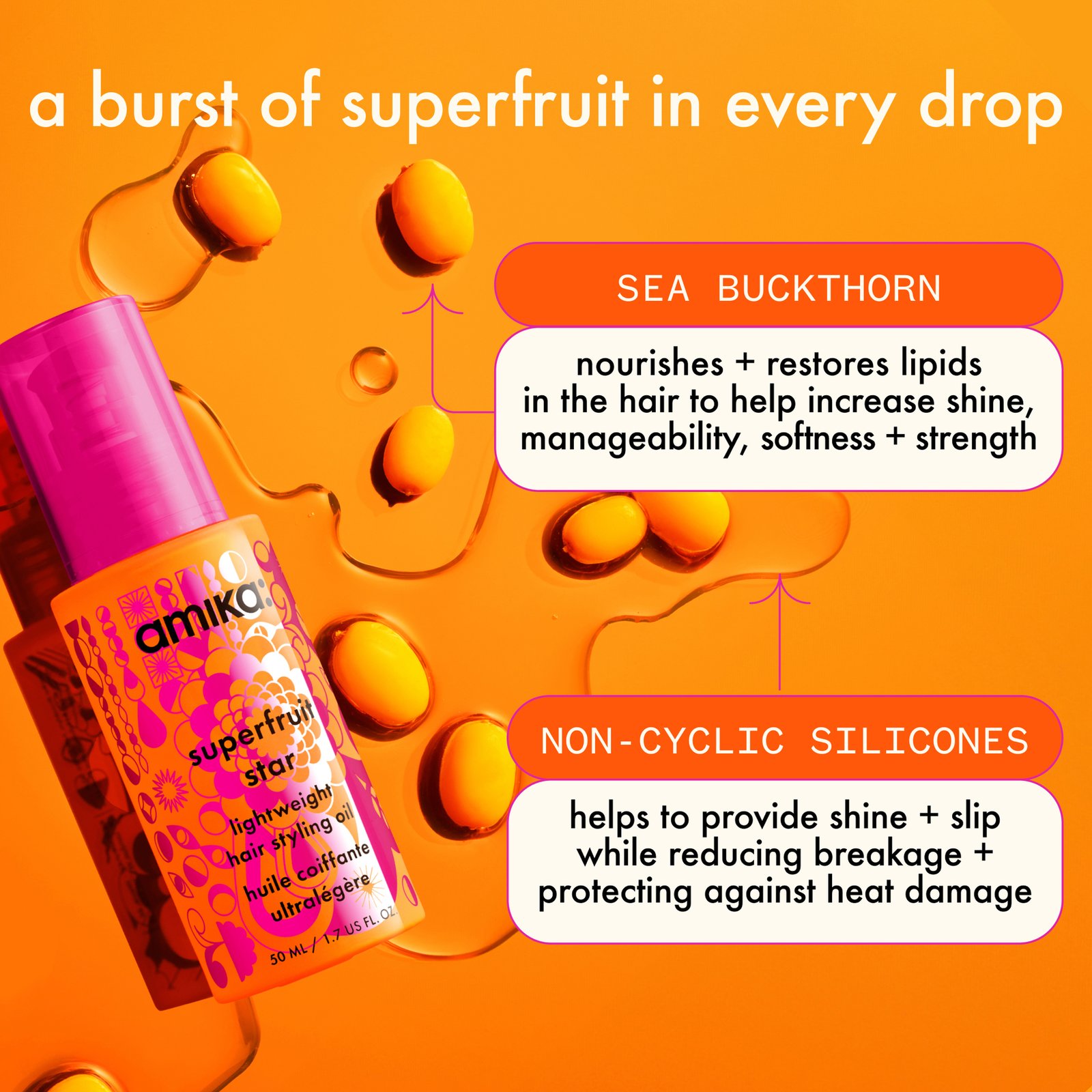 amika Superfruit Star Lightweight Hair Styling Oil 50 ml